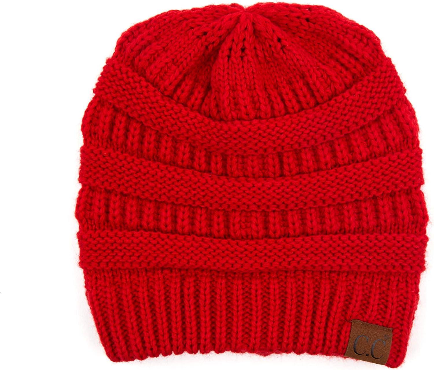 imageCC Hatsandscarf CC Exclusives Solid Color Beanie Tail HatA Button Red