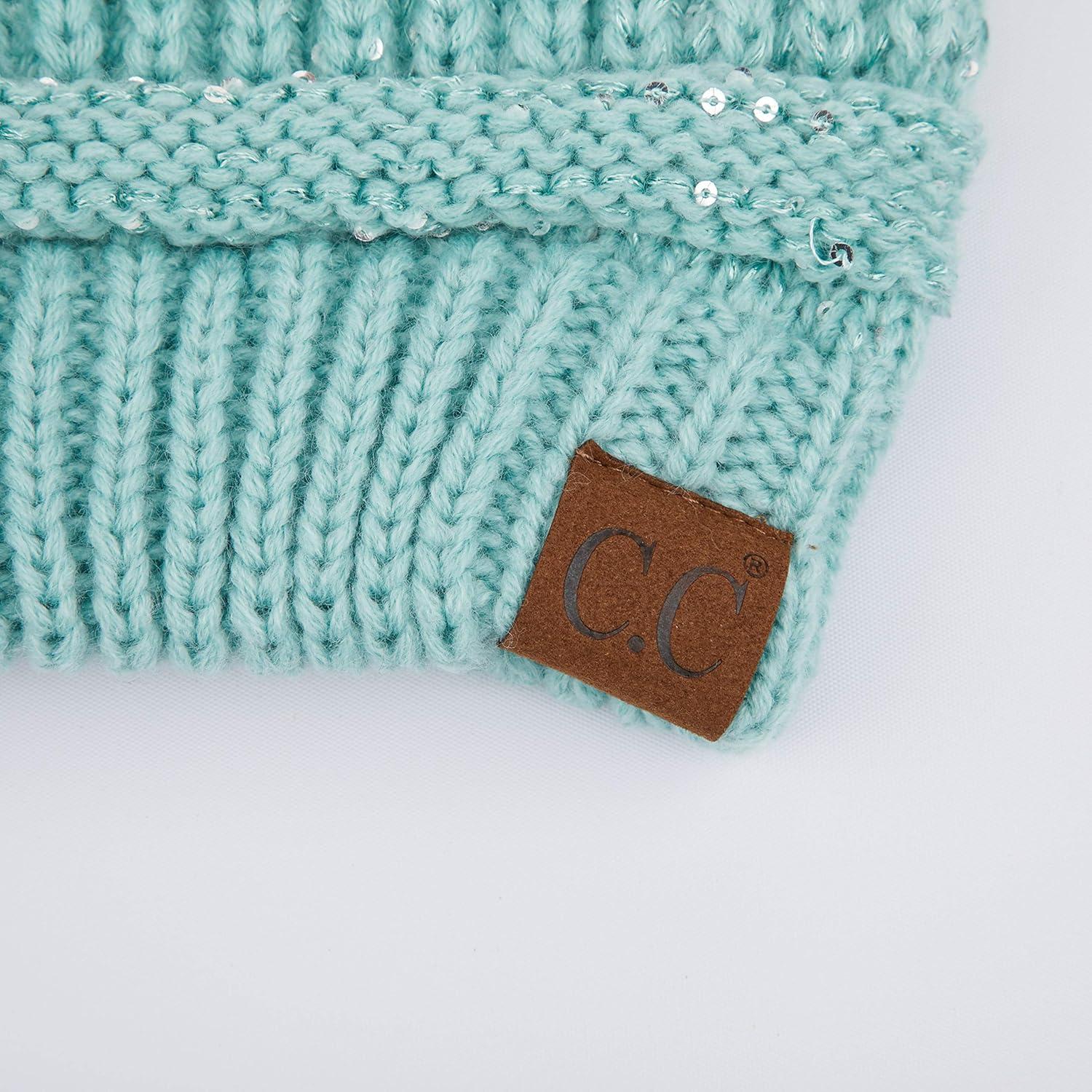 imageCC Hatsandscarf CC Exclusives Solid Color Beanie Tail HatSequin Mint