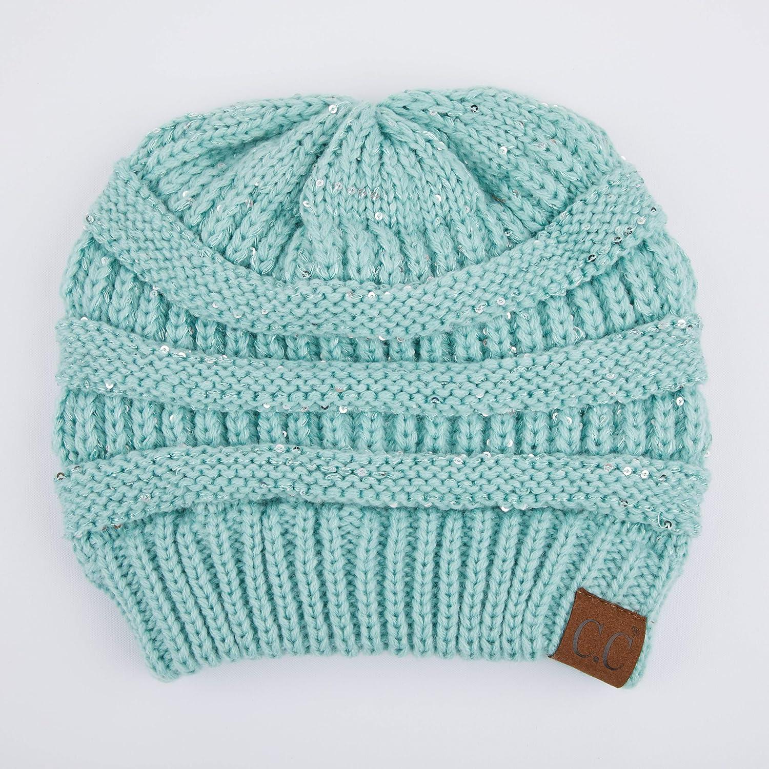 imageCC Hatsandscarf CC Exclusives Solid Color Beanie Tail HatSequin Mint