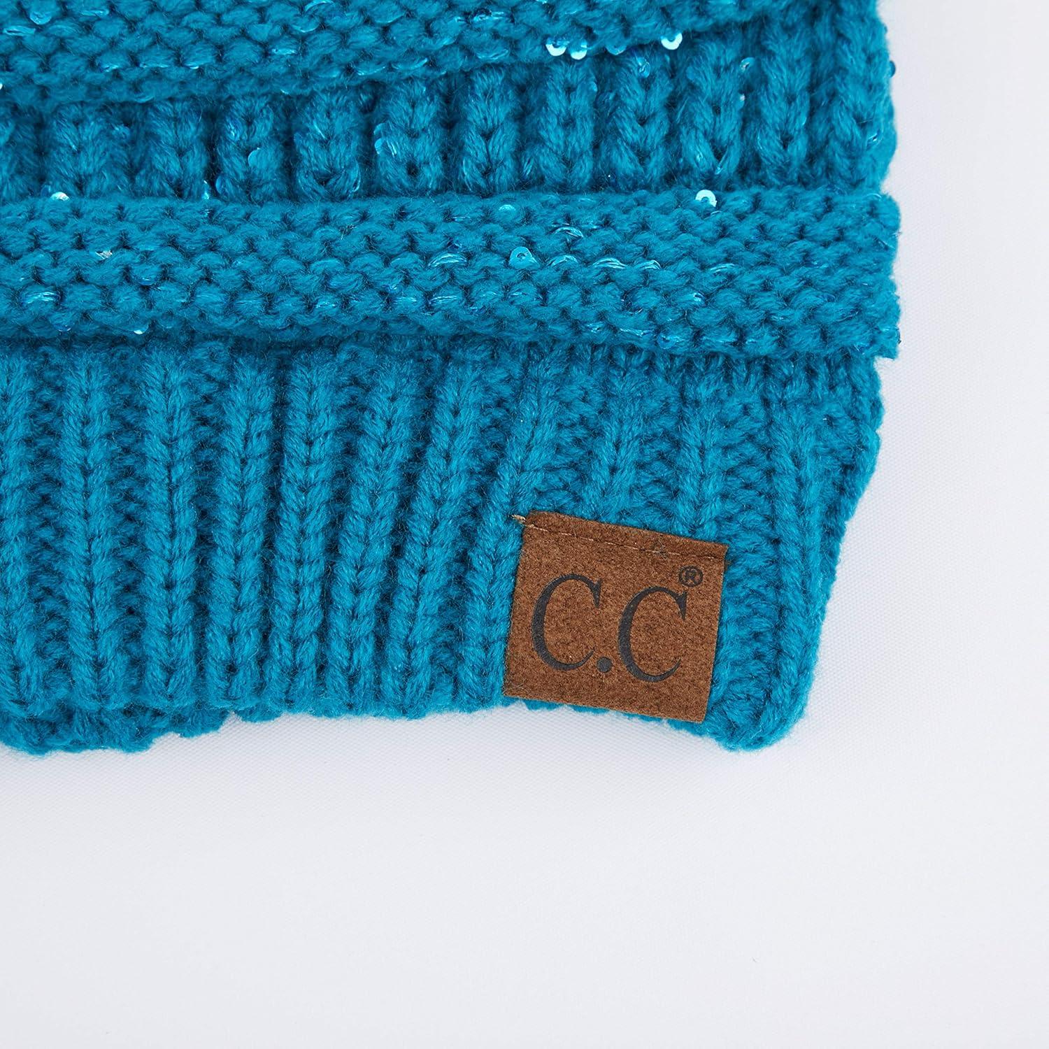 imageCC Hatsandscarf CC Exclusives Solid Color Beanie Tail HatSequin Teal