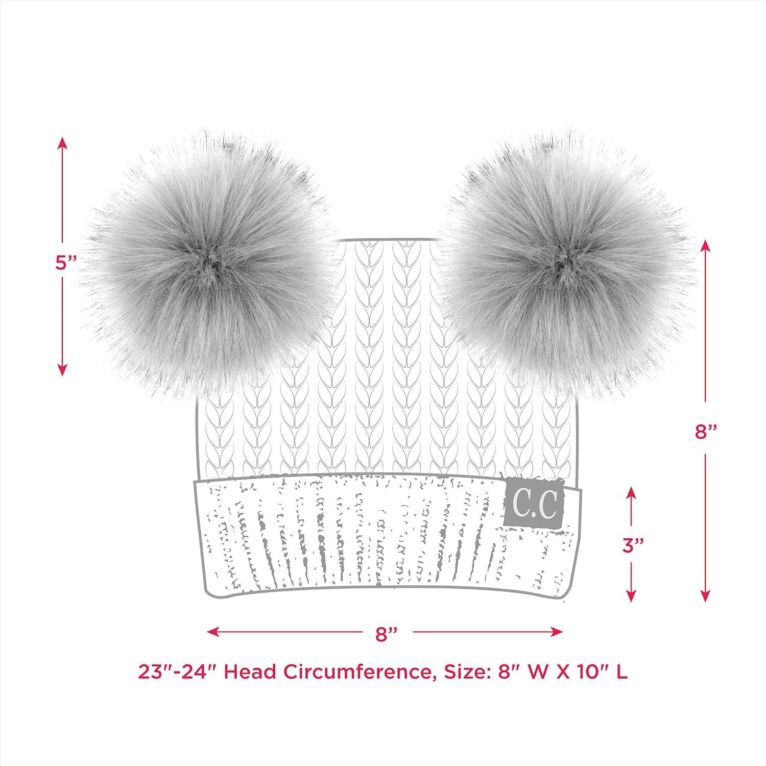 imageCC Hatsandscarf Exclusives Cable Knit Double Pom Winter Beanie HAT2055HAT23Beigecolor Natural Pom