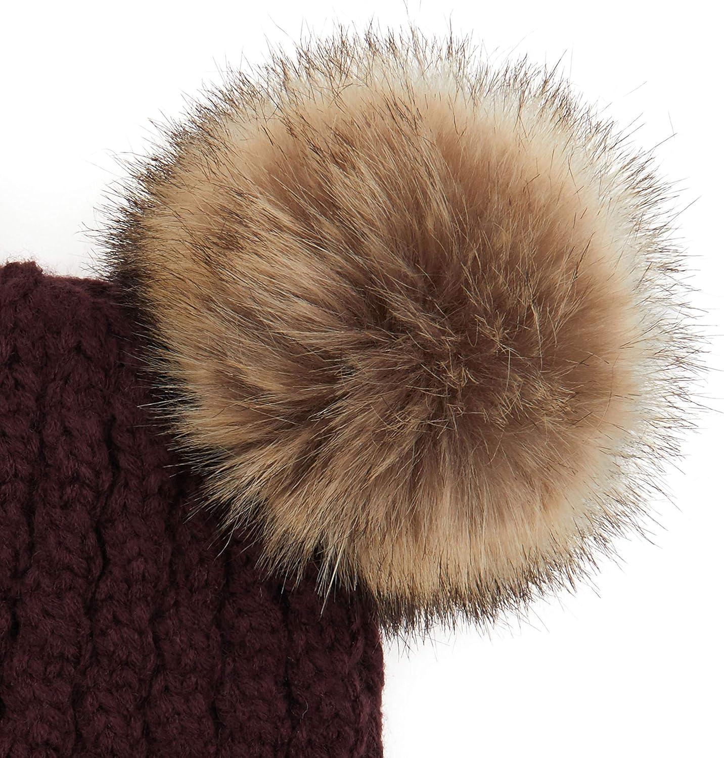 imageCC Hatsandscarf Exclusives Cable Knit Double Pom Winter Beanie HAT2055HAT23Berrynatural Pom