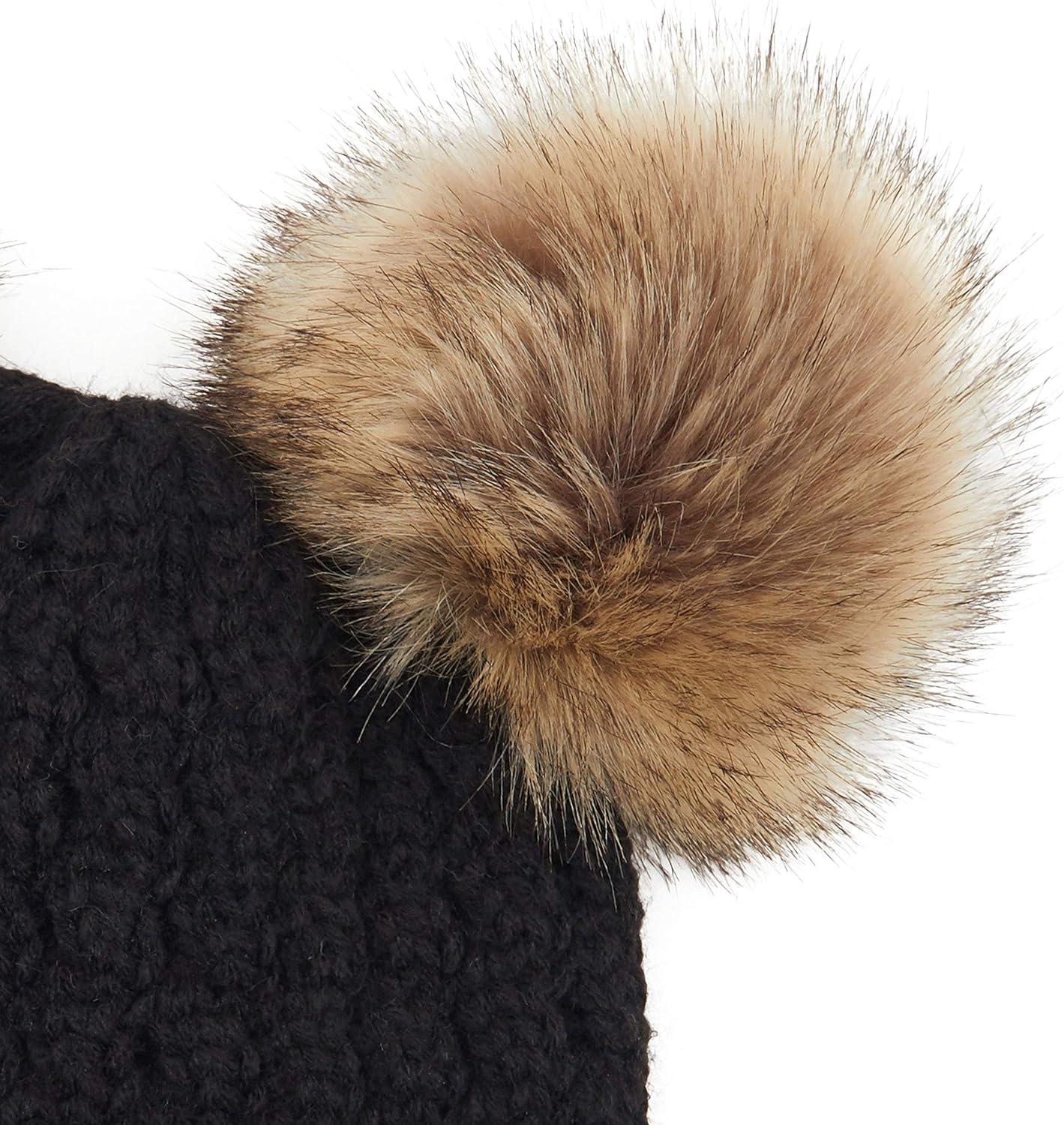 imageCC Hatsandscarf Exclusives Cable Knit Double Pom Winter Beanie HAT2055HAT23Blacknatural Pom