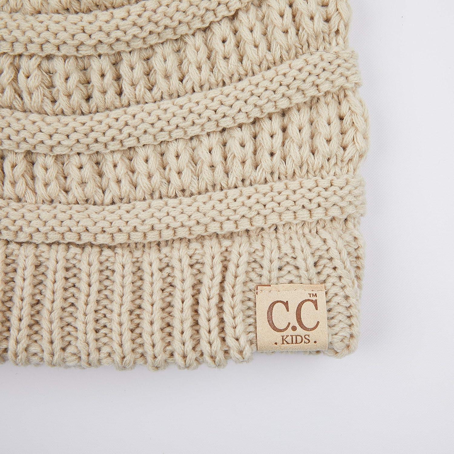 imageCC Hatsandscarf Kids Beanie Ages 25 Warm Chunky Thick Stretchy Knit Slouch Beanie Skull Hats YJ847KIDSBeige