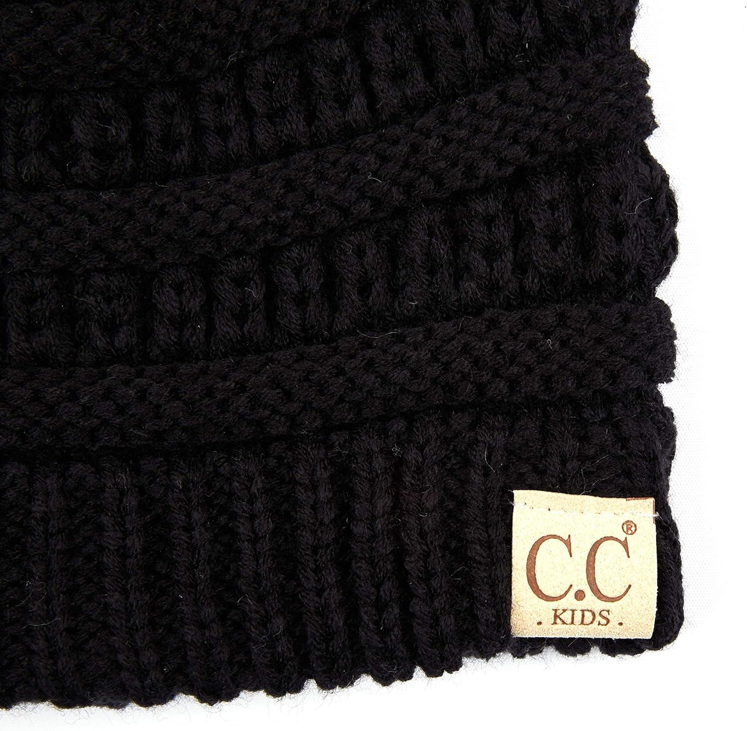 imageCC Hatsandscarf Kids Beanie Ages 25 Warm Chunky Thick Stretchy Knit Slouch Beanie Skull Hats YJ847KIDSBlack