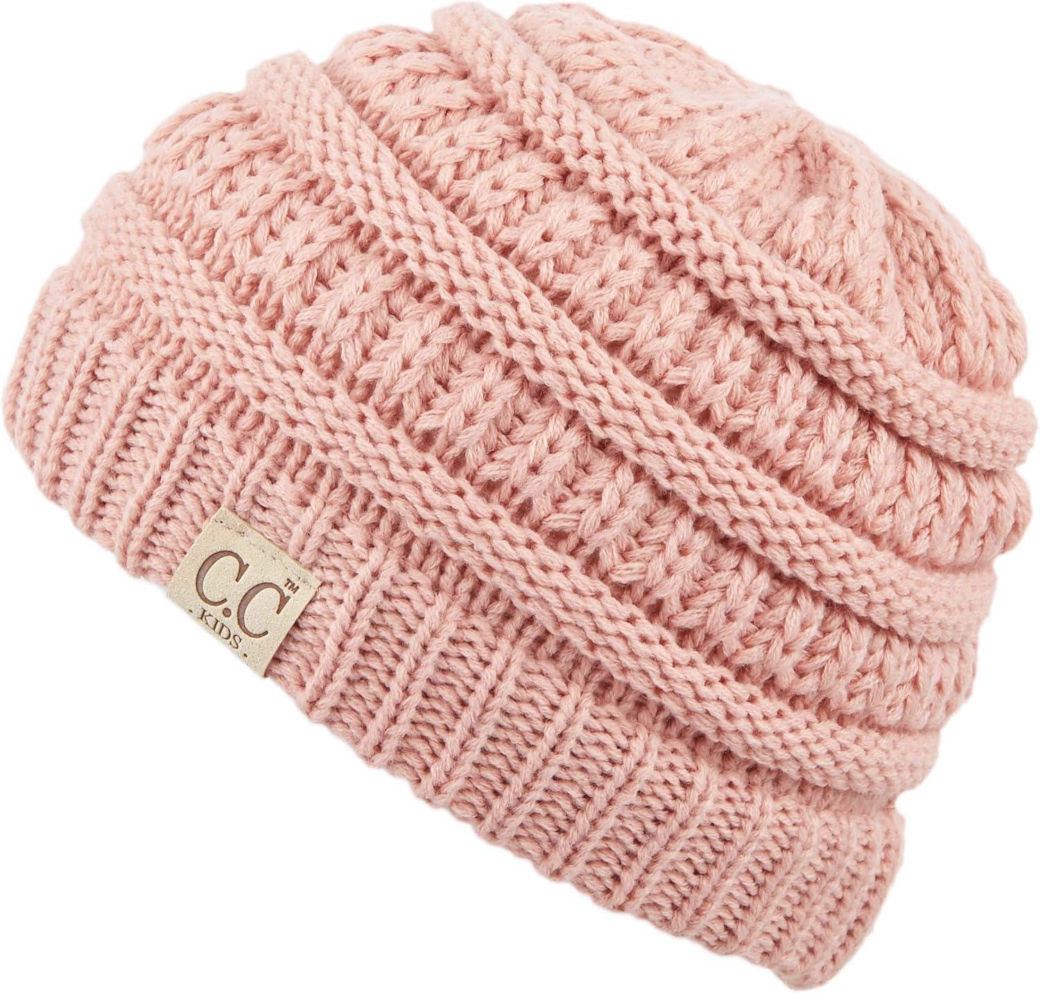 imageCC Hatsandscarf Kids Beanie Ages 25 Warm Chunky Thick Stretchy Knit Slouch Beanie Skull Hats YJ847KIDSIndi Pink