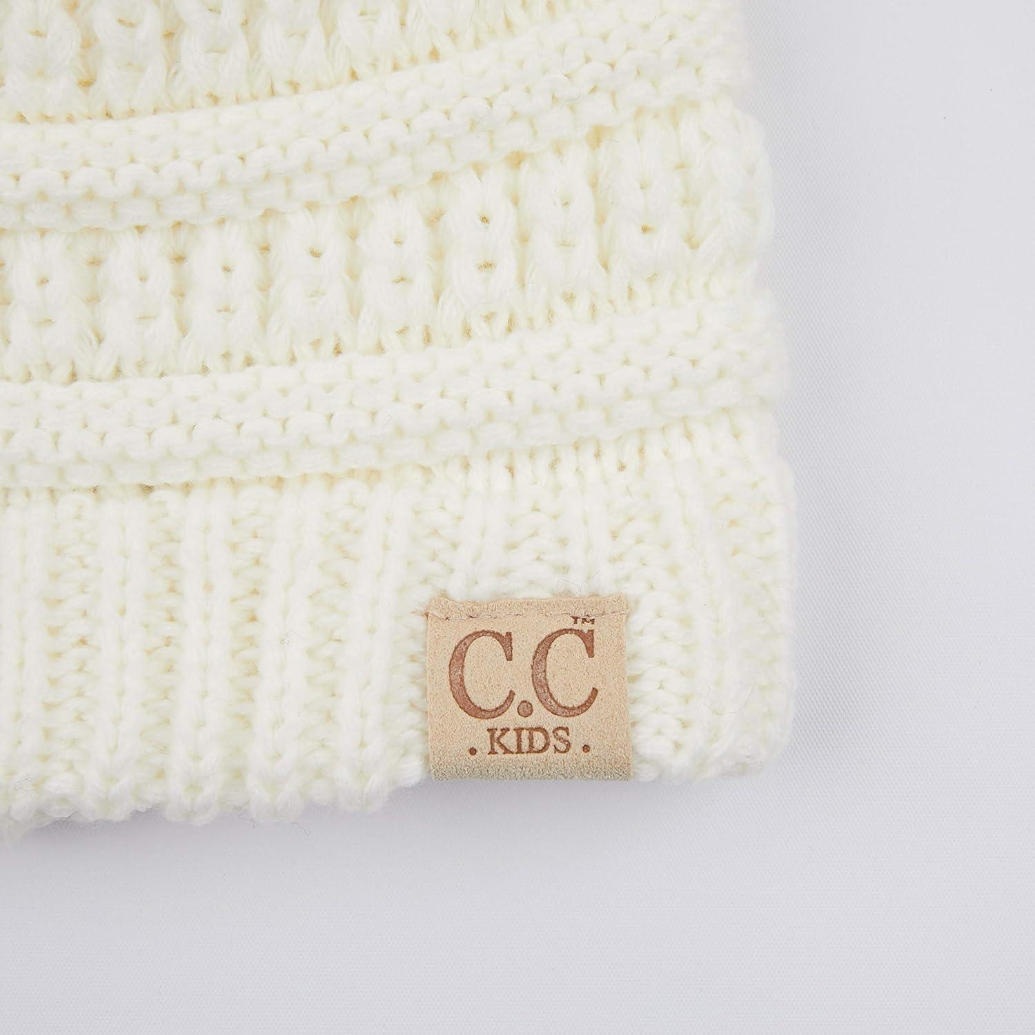 imageCC Hatsandscarf Kids Beanie Ages 25 Warm Chunky Thick Stretchy Knit Slouch Beanie Skull Hats YJ847KIDSIvory