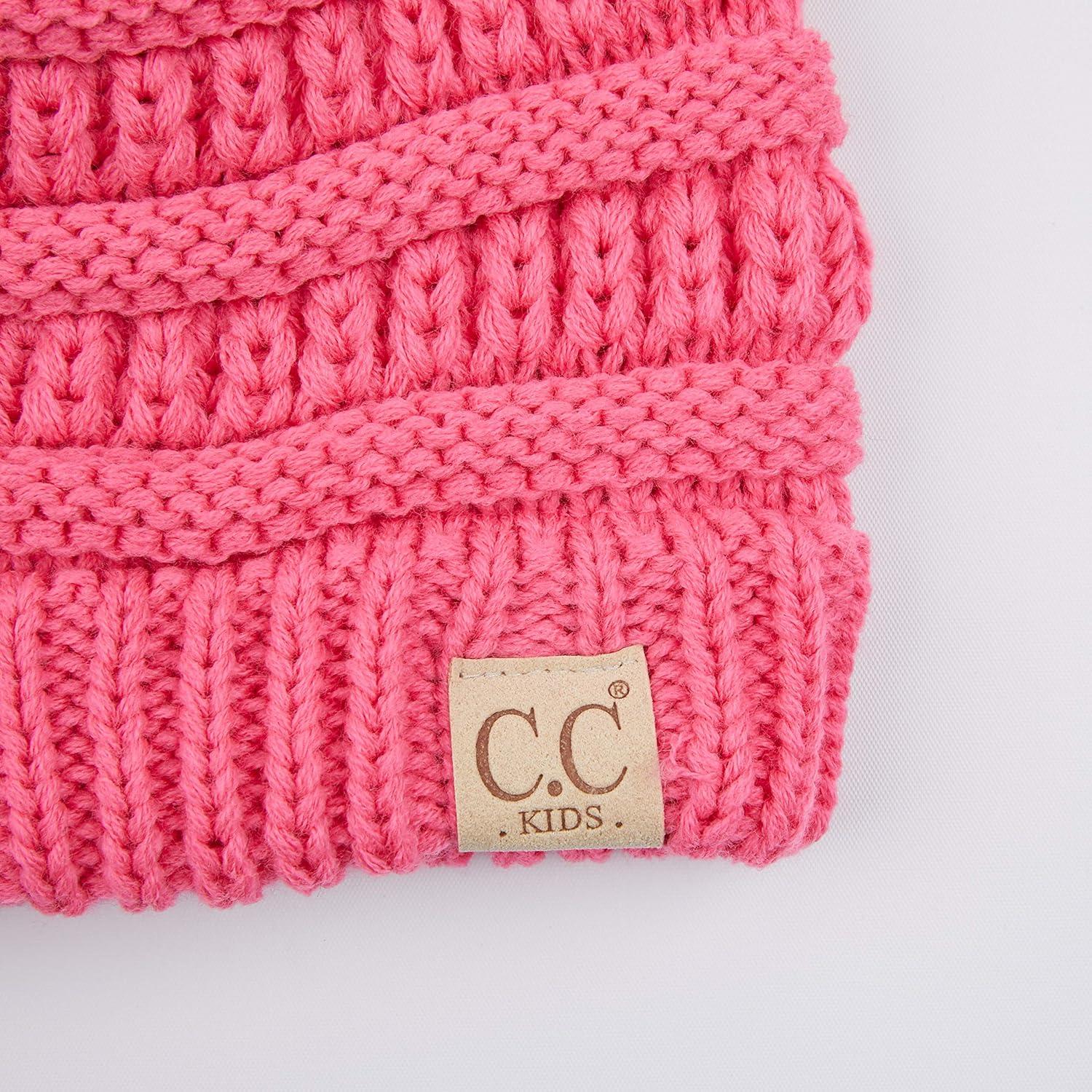 imageCC Hatsandscarf Kids Beanie Ages 25 Warm Chunky Thick Stretchy Knit Slouch Beanie Skull Hats YJ847KIDSNew Candy Pink Amz