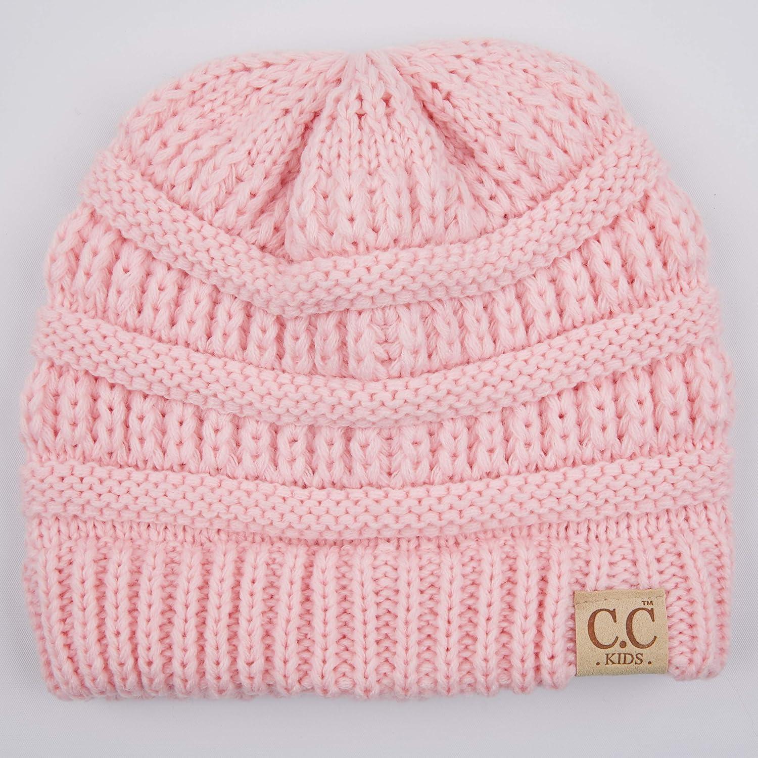 imageCC Hatsandscarf Kids Beanie Ages 25 Warm Chunky Thick Stretchy Knit Slouch Beanie Skull Hats YJ847KIDSPale Pink