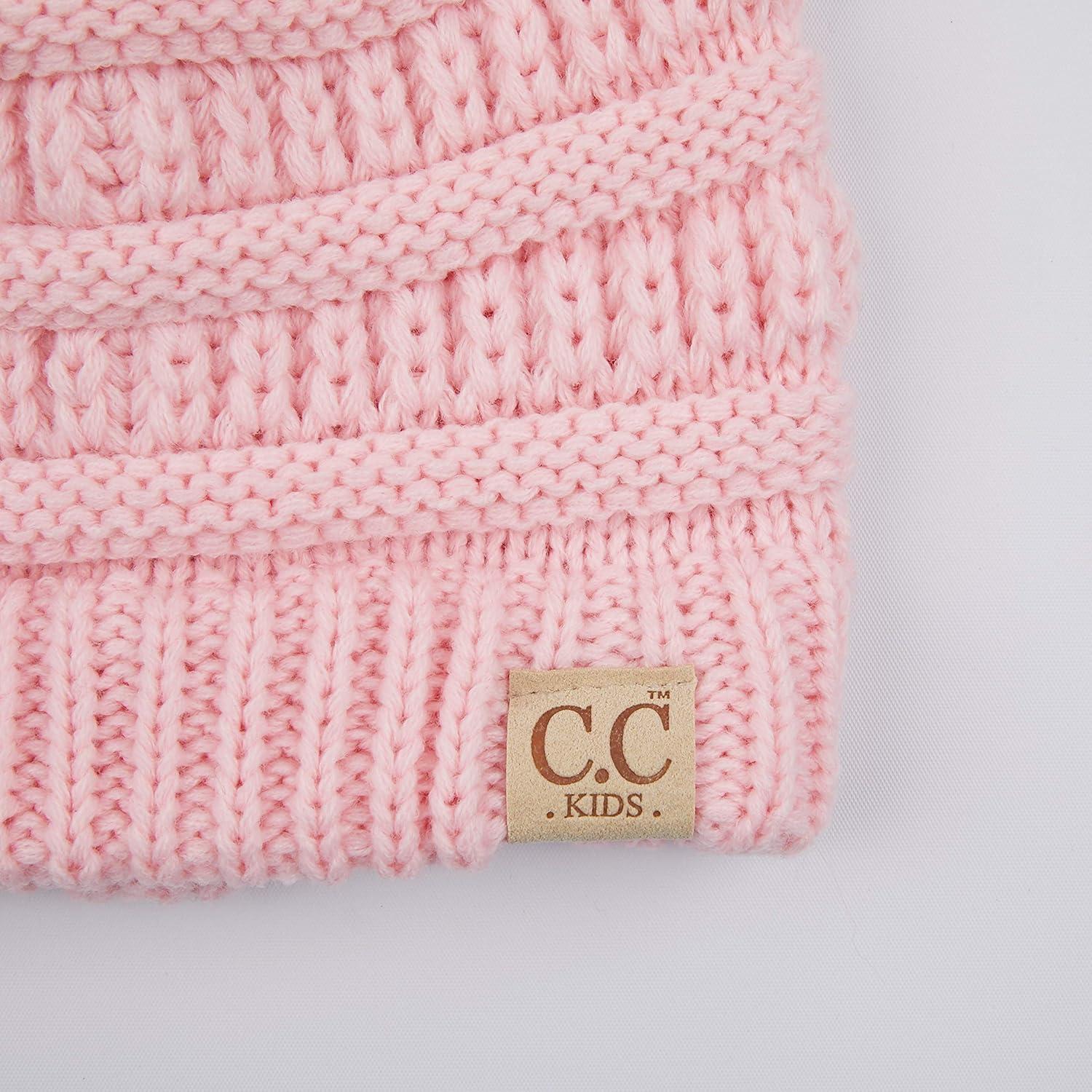 imageCC Hatsandscarf Kids Beanie Ages 25 Warm Chunky Thick Stretchy Knit Slouch Beanie Skull Hats YJ847KIDSPale Pink
