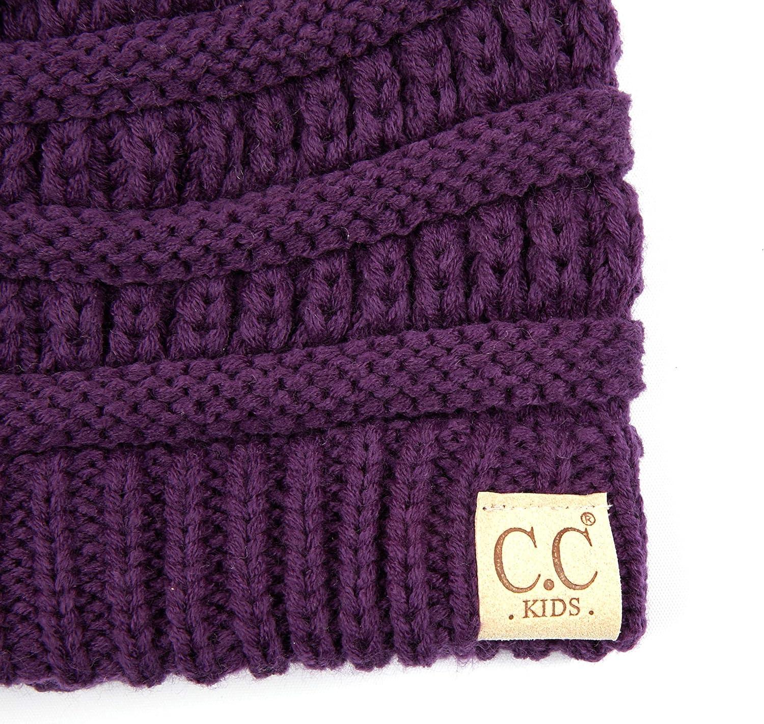 imageCC Hatsandscarf Kids Beanie Ages 25 Warm Chunky Thick Stretchy Knit Slouch Beanie Skull Hats YJ847KIDSPurple
