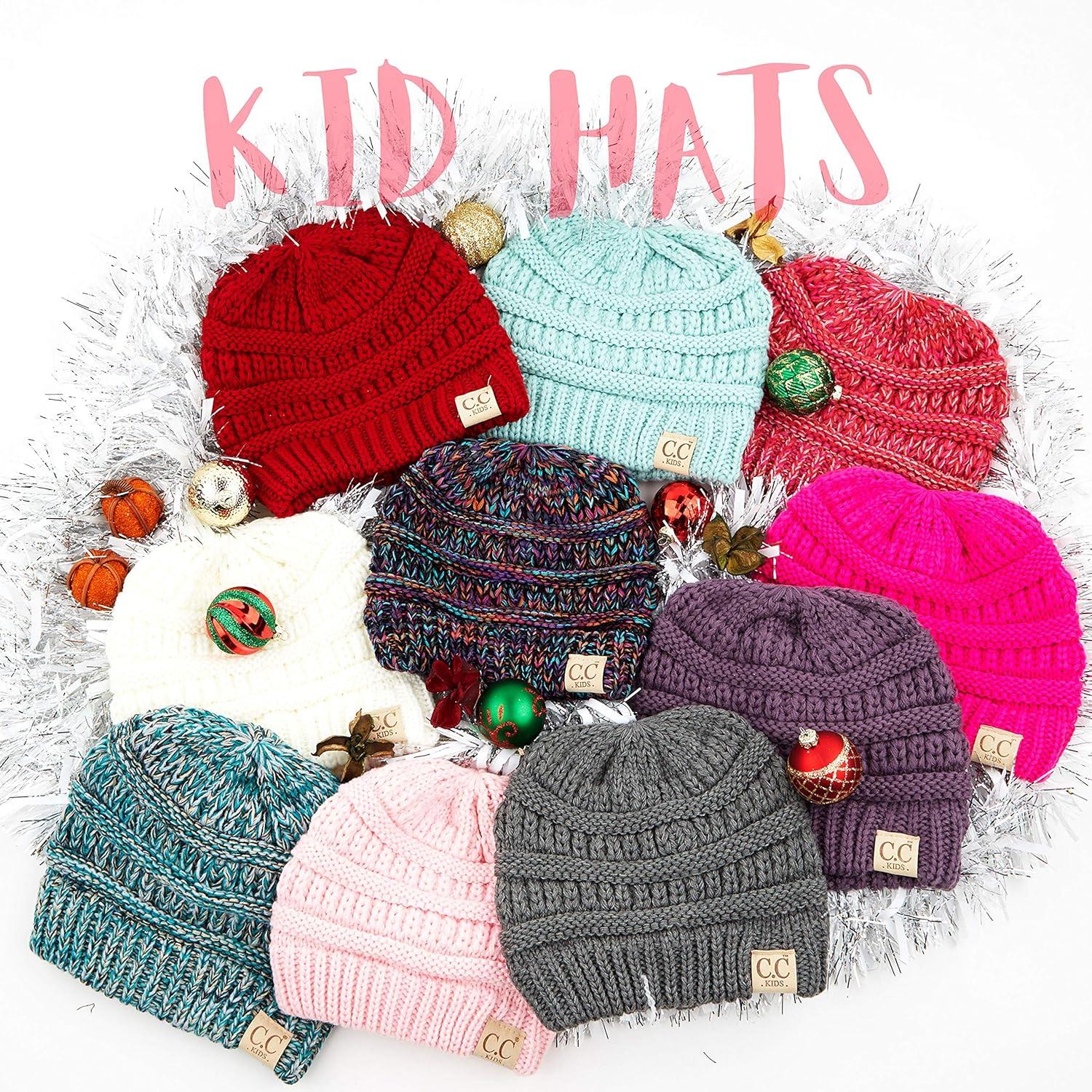 imageCC Hatsandscarf Kids Beanie Ages 25 Warm Chunky Thick Stretchy Knit Slouch Beanie Skull Hats YJ847KIDSPurple