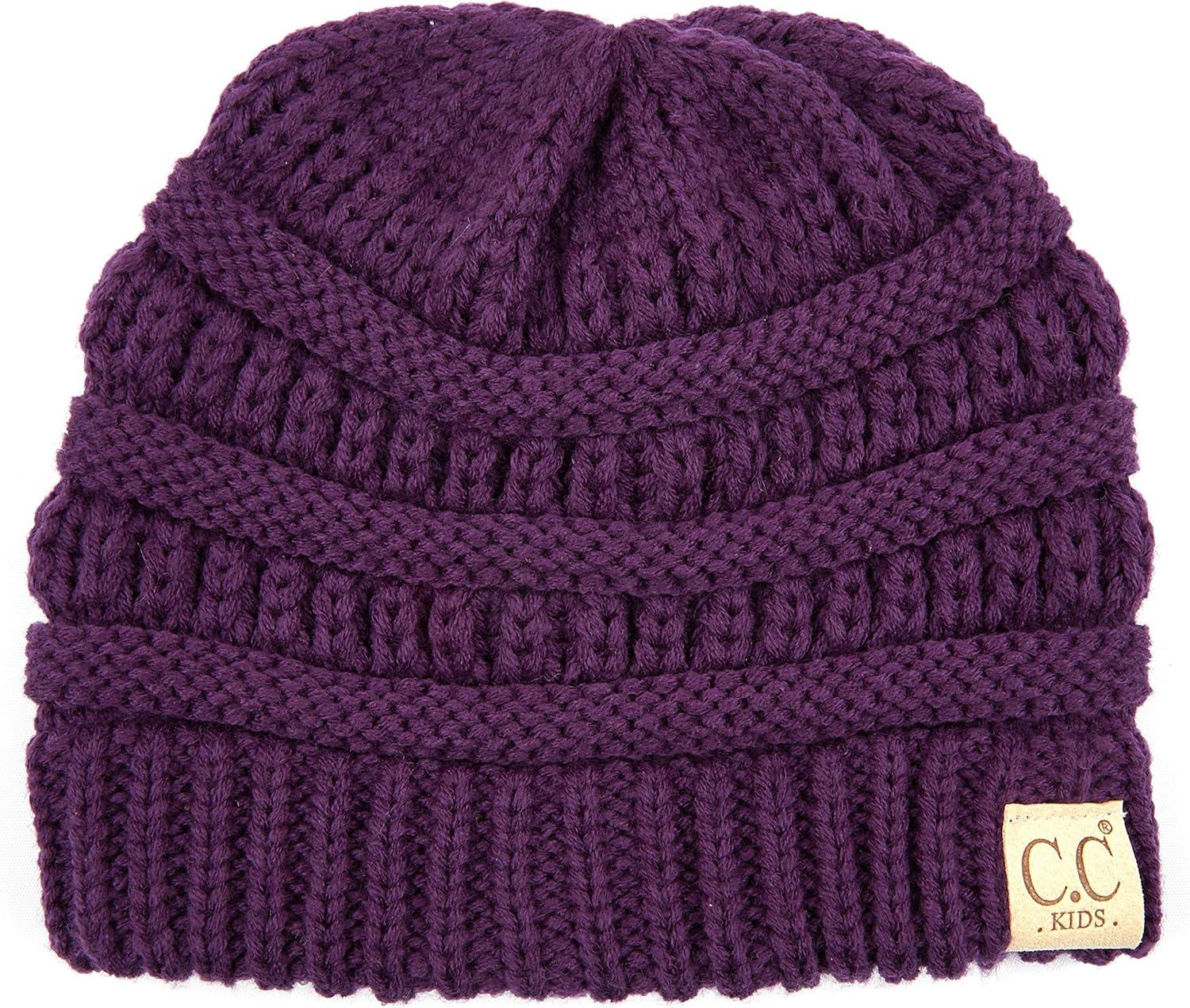 imageCC Hatsandscarf Kids Beanie Ages 25 Warm Chunky Thick Stretchy Knit Slouch Beanie Skull Hats YJ847KIDSPurple