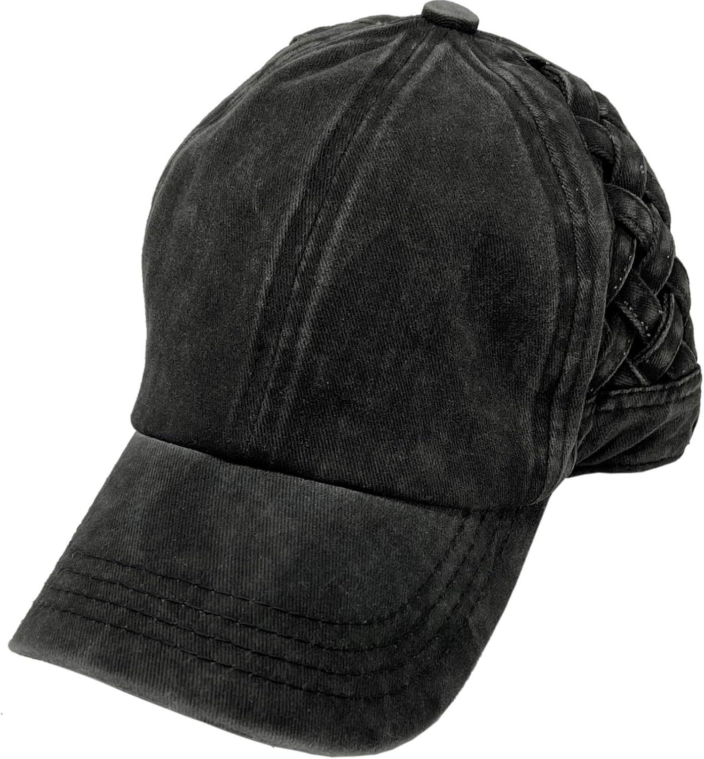 imageCC Kids 25 Ponytail Messy Buns Ponycaps Baseball Visor Cap HatBlack