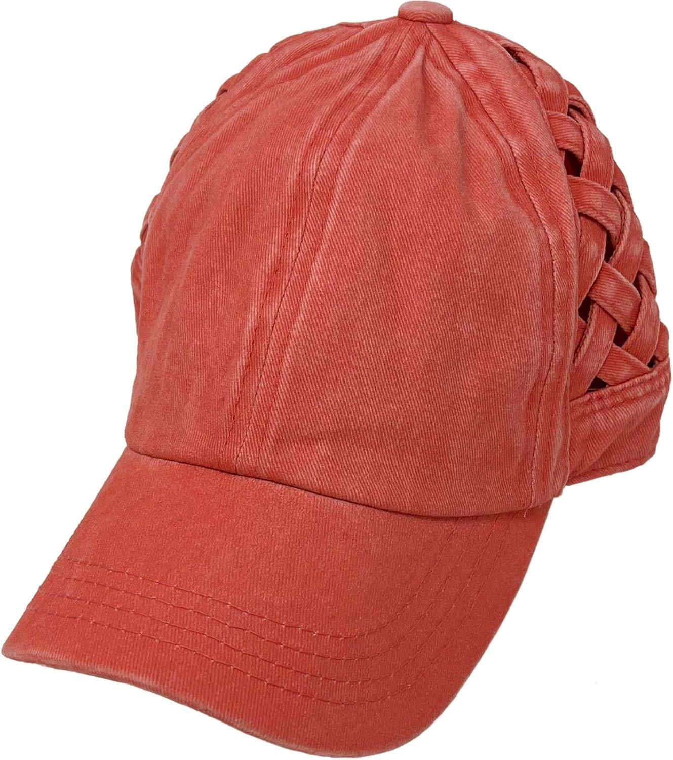 imageCC Kids 25 Ponytail Messy Buns Ponycaps Baseball Visor Cap HatCoral