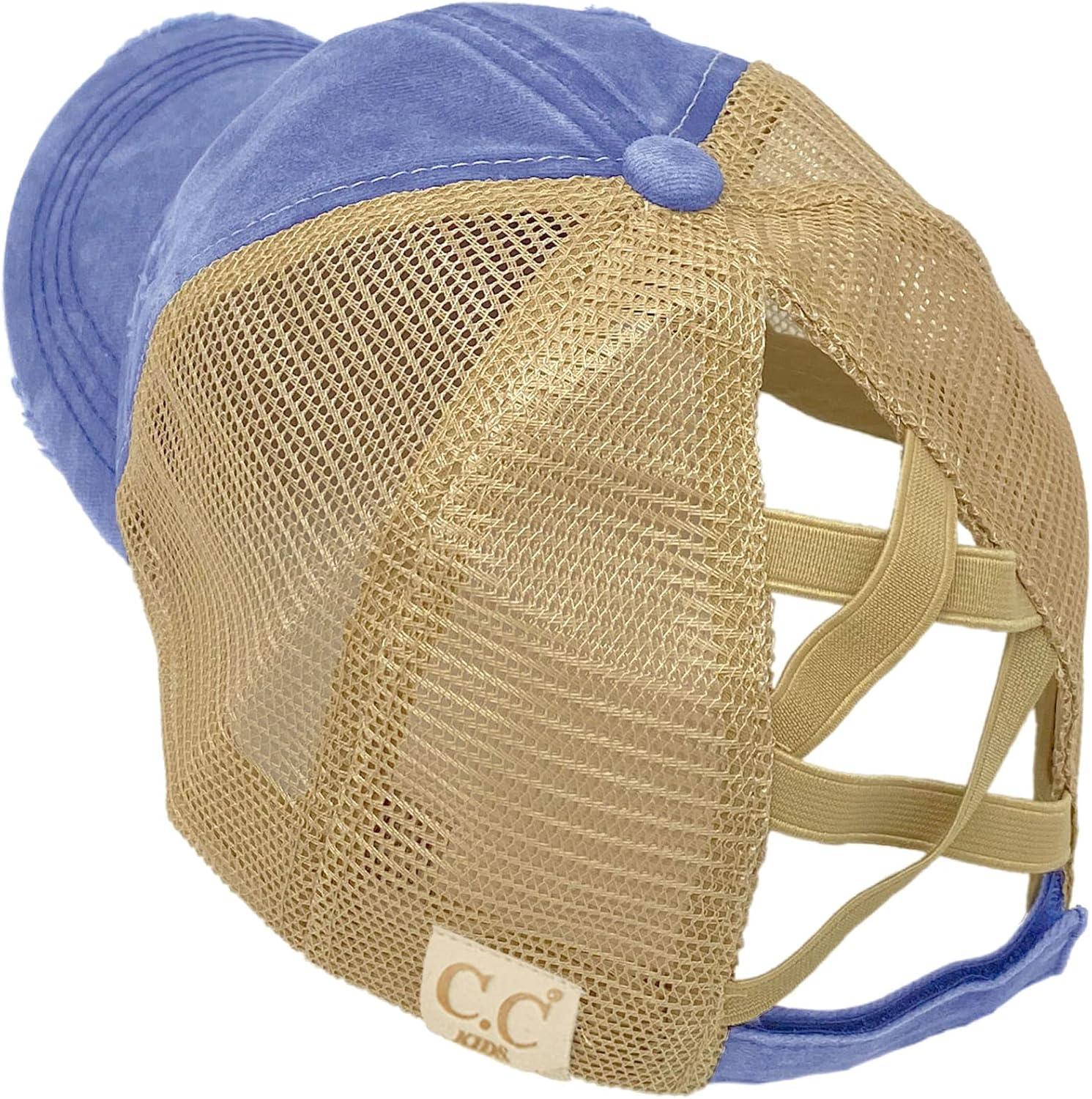 imageCC Kids 25 Ponytail Messy Buns Ponycaps Baseball Visor Cap HatCriss Cross Distressed Always Be a Mermaid Blue Moon