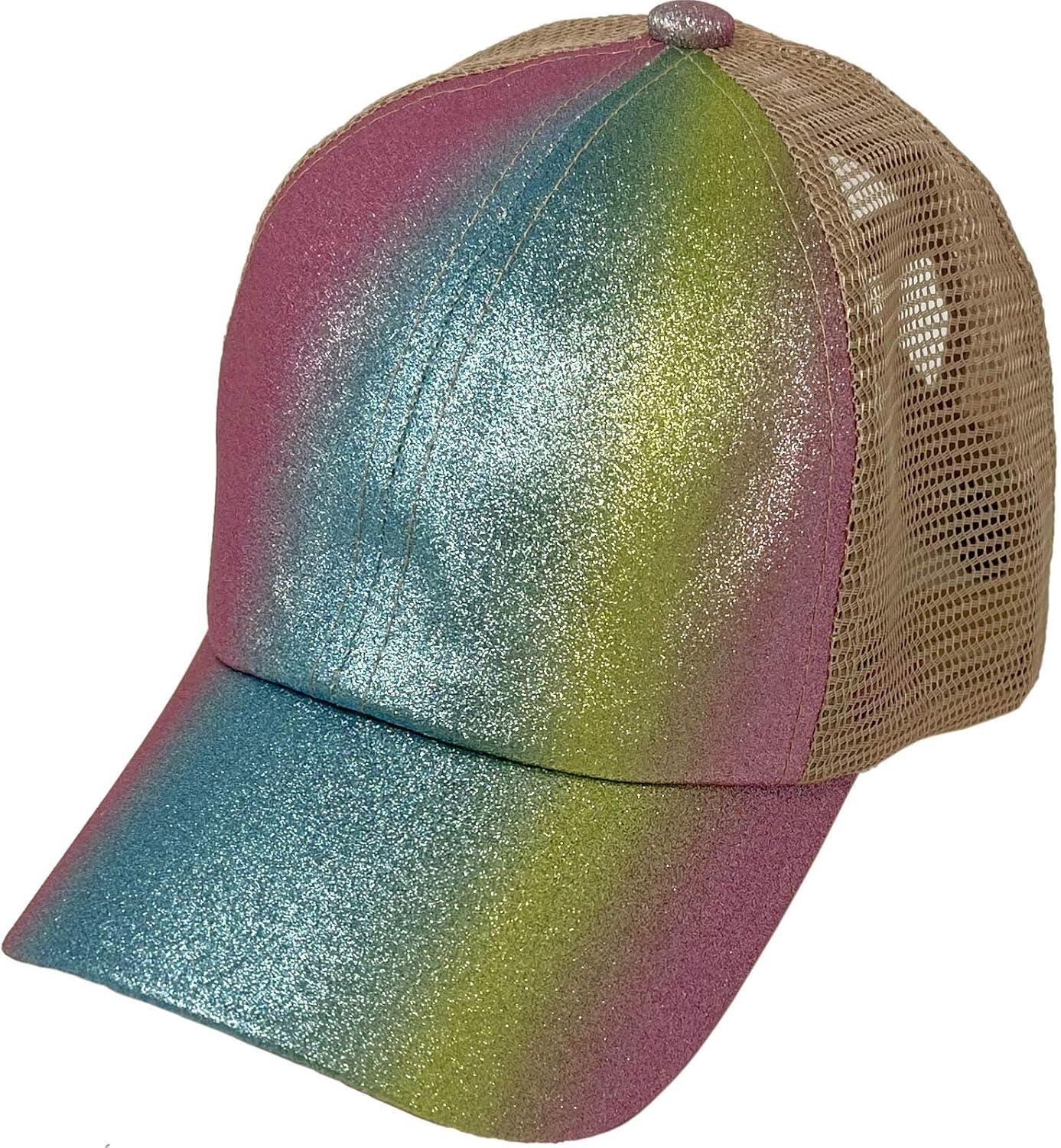 imageCC Kids 25 Ponytail Messy Buns Ponycaps Baseball Visor Cap HatOmbre pink