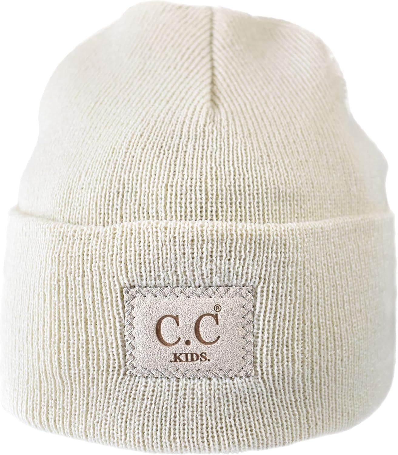 imageCC Kids Childrens Winter Knit Plain Cuff Skull Cap Beanie HatBeige