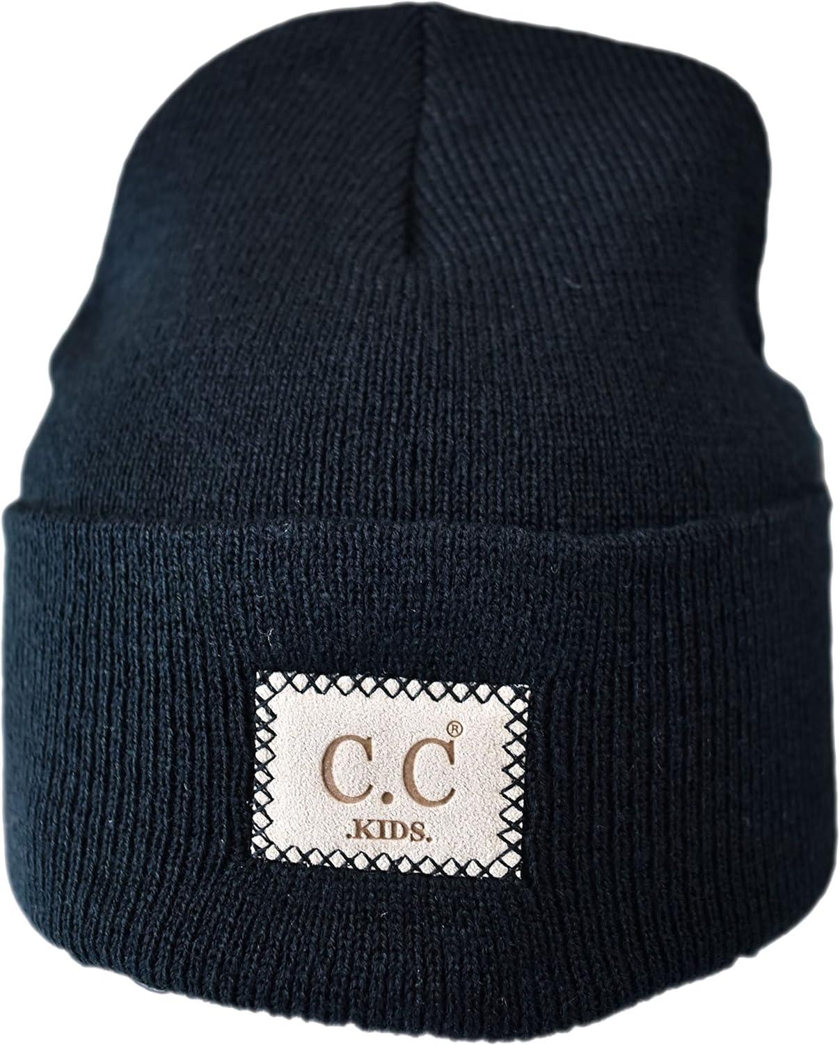 imageCC Kids Childrens Winter Knit Plain Cuff Skull Cap Beanie HatBlack