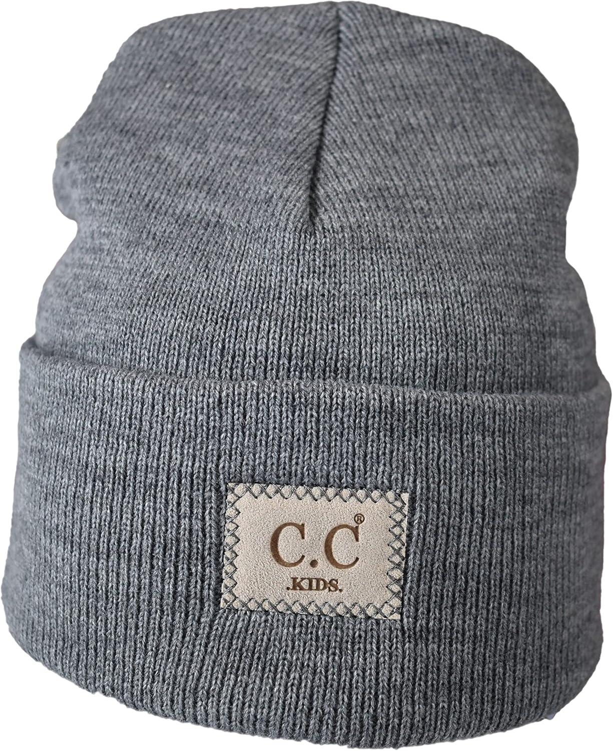imageCC Kids Childrens Winter Knit Plain Cuff Skull Cap Beanie HatLight Melange Gray