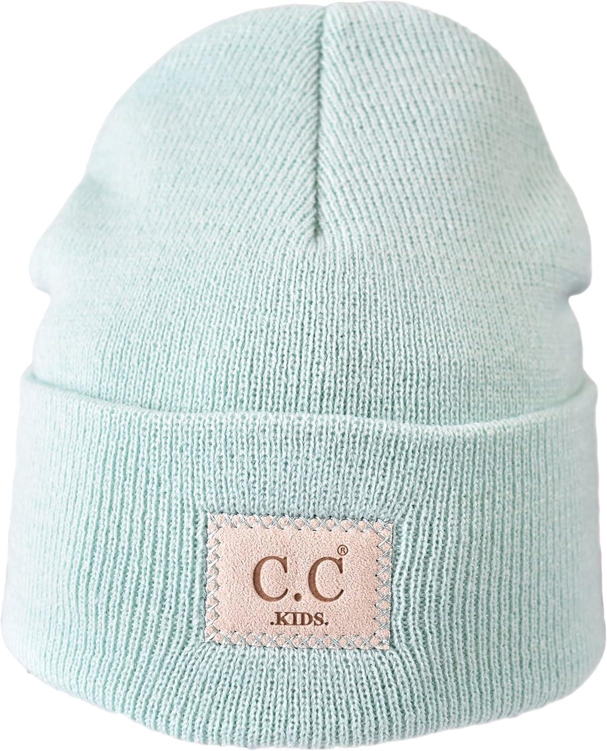 imageCC Kids Childrens Winter Knit Plain Cuff Skull Cap Beanie HatMint