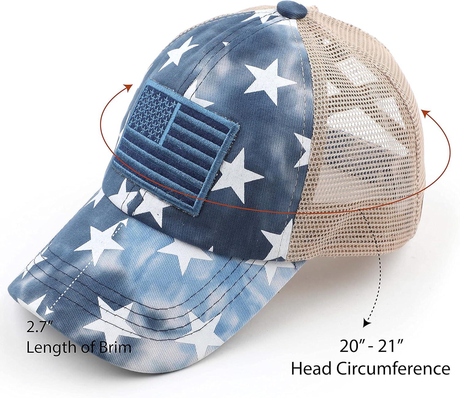 imageCC Kids CrissCross Elastic Band Distressed Star Print Pony Cap for Kids KIDSBT933Navy