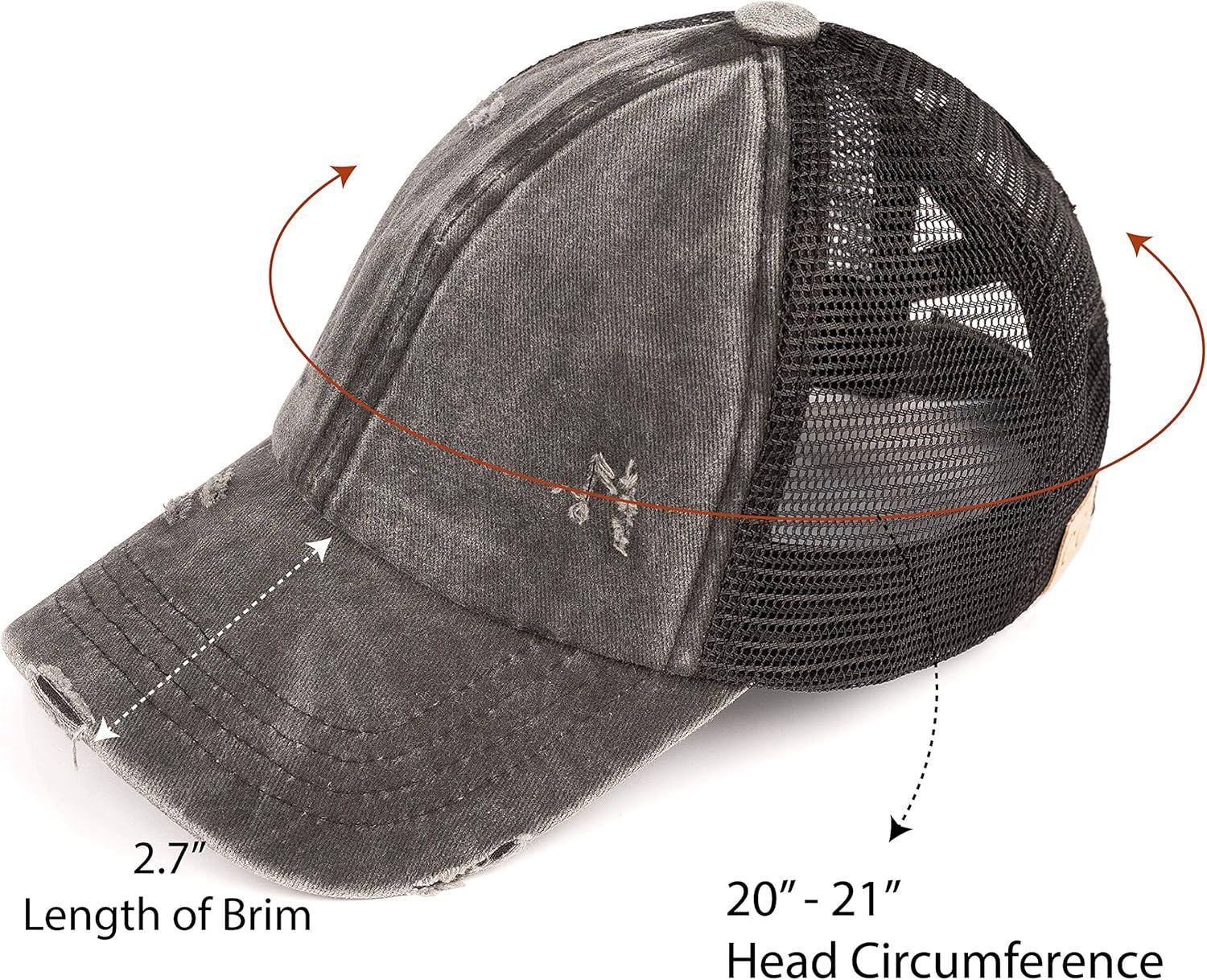 imageCC Kids CrissCross Elastic Band Ponytail Caps Messy Buns Trucker Plain Baseball Cap KIDSBT780Black