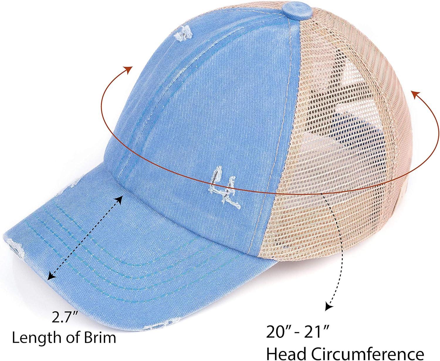 imageCC Kids CrissCross Elastic Band Ponytail Caps Messy Buns Trucker Plain Baseball Cap KIDSBT780Blue Moon