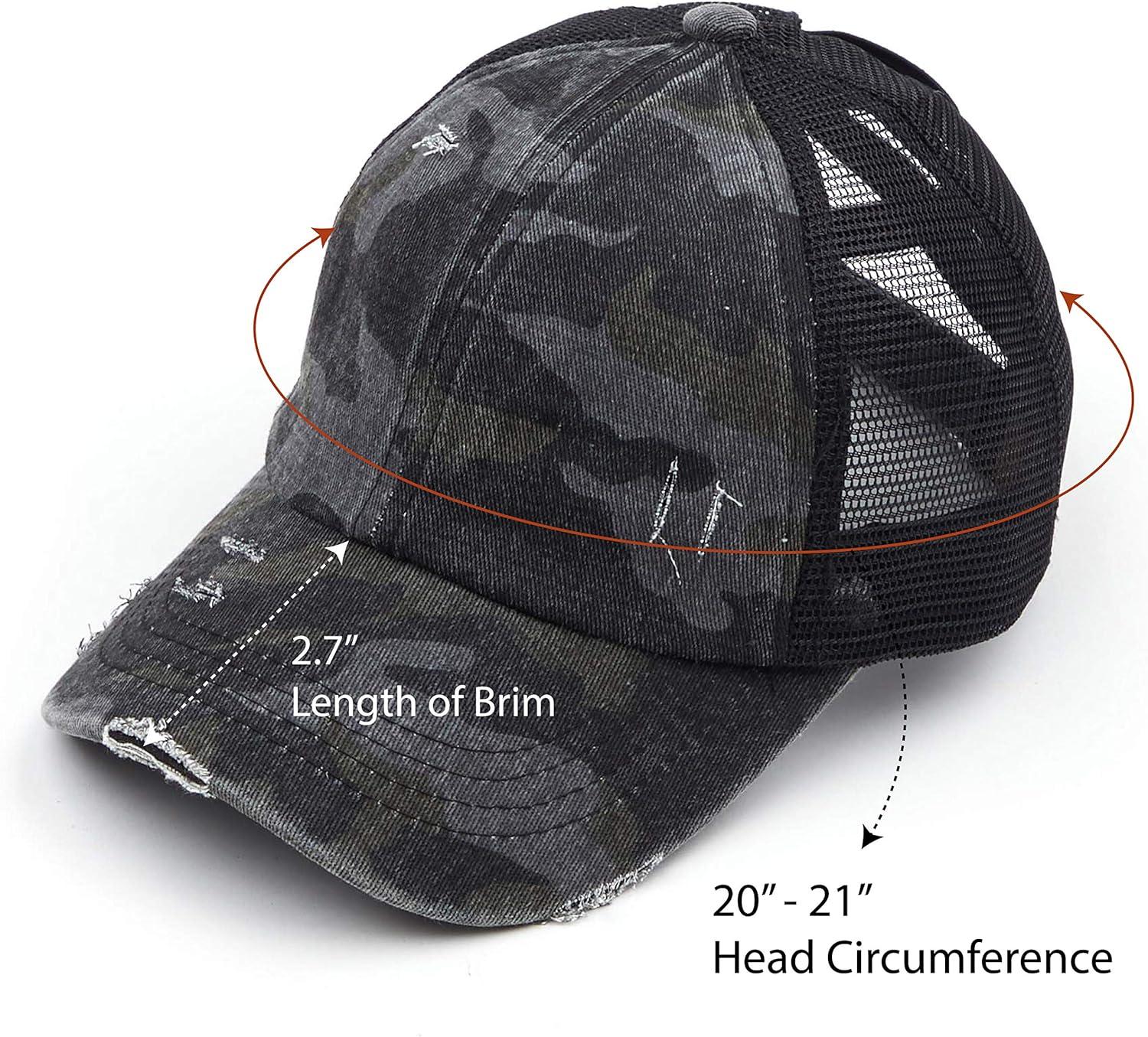 imageCC Kids CrissCross Elastic Band Ponytail Caps Messy Buns Trucker Plain Baseball Cap KIDSBT780Camoblack