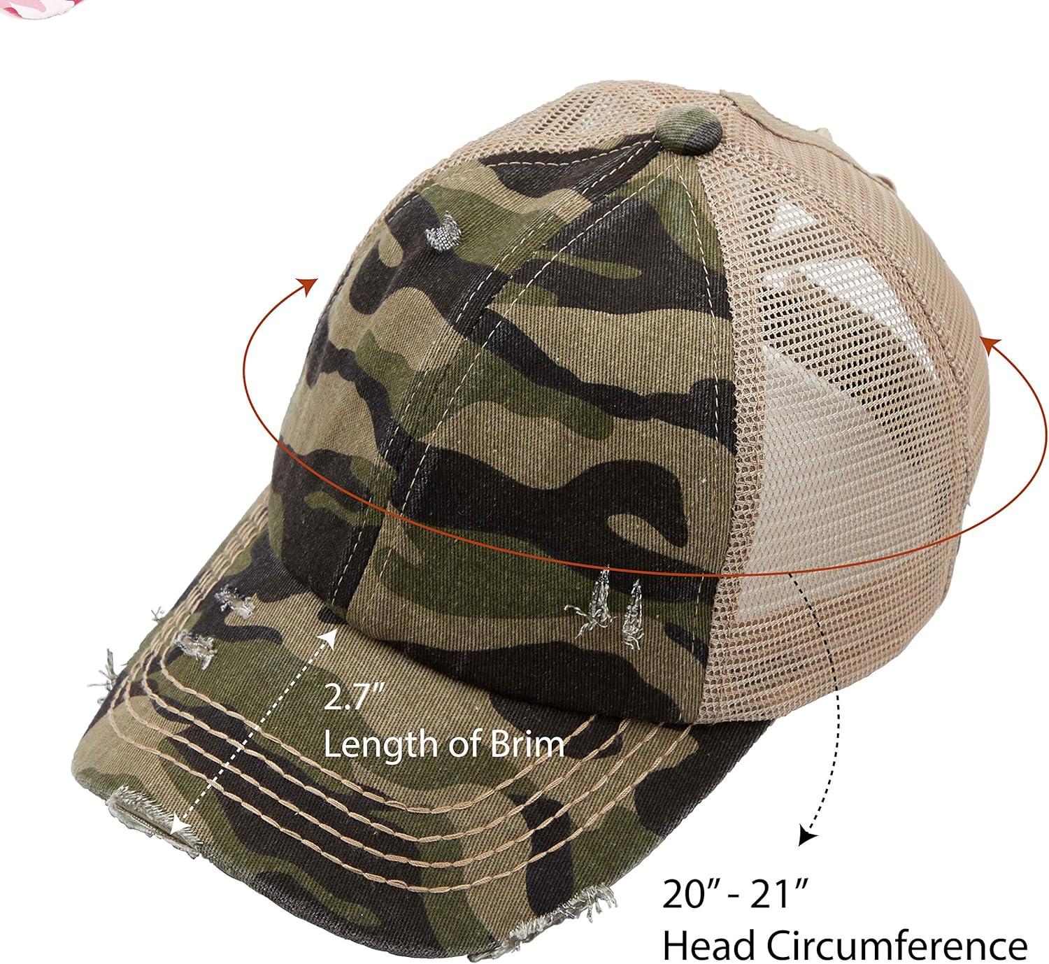 imageCC Kids CrissCross Elastic Band Ponytail Caps Messy Buns Trucker Plain Baseball Cap KIDSBT780Camoolive