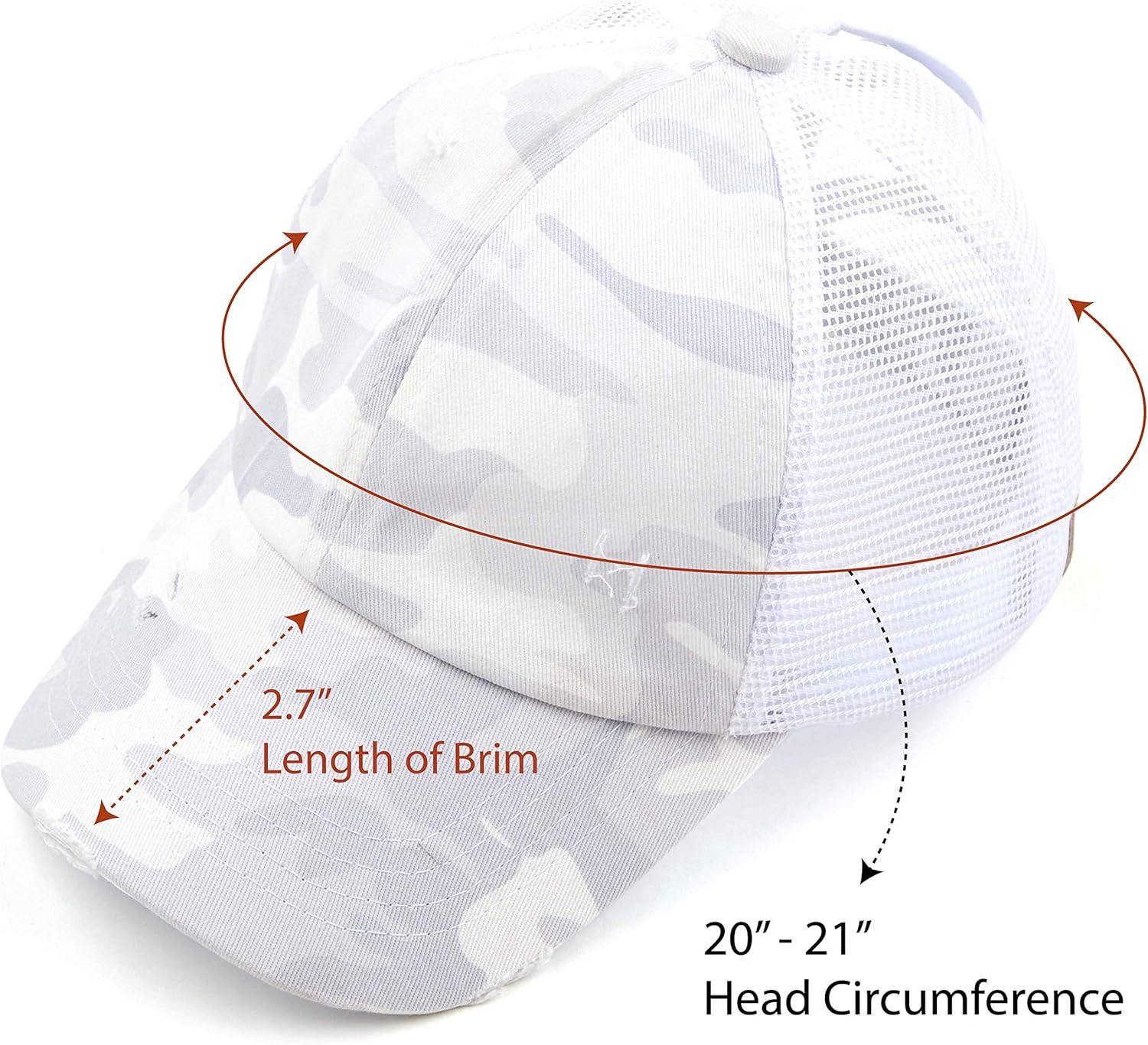 imageCC Kids CrissCross Elastic Band Ponytail Caps Messy Buns Trucker Plain Baseball Cap KIDSBT780Camowhite