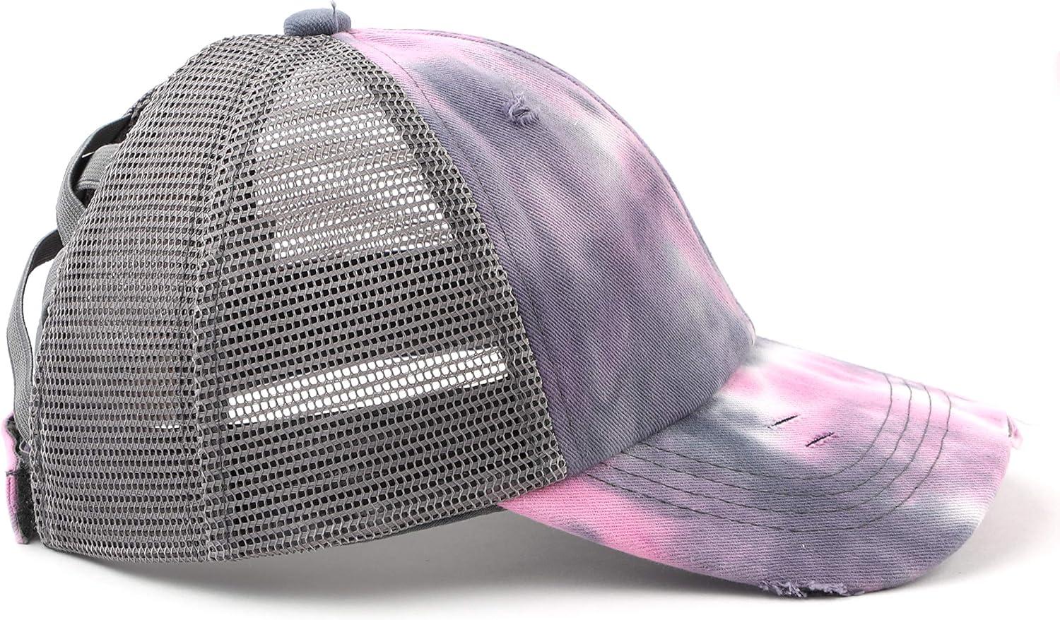 imageCC Kids CrissCross Elastic Band Ponytail Caps Messy Buns Trucker Plain Baseball Cap KIDSBT791Grey
