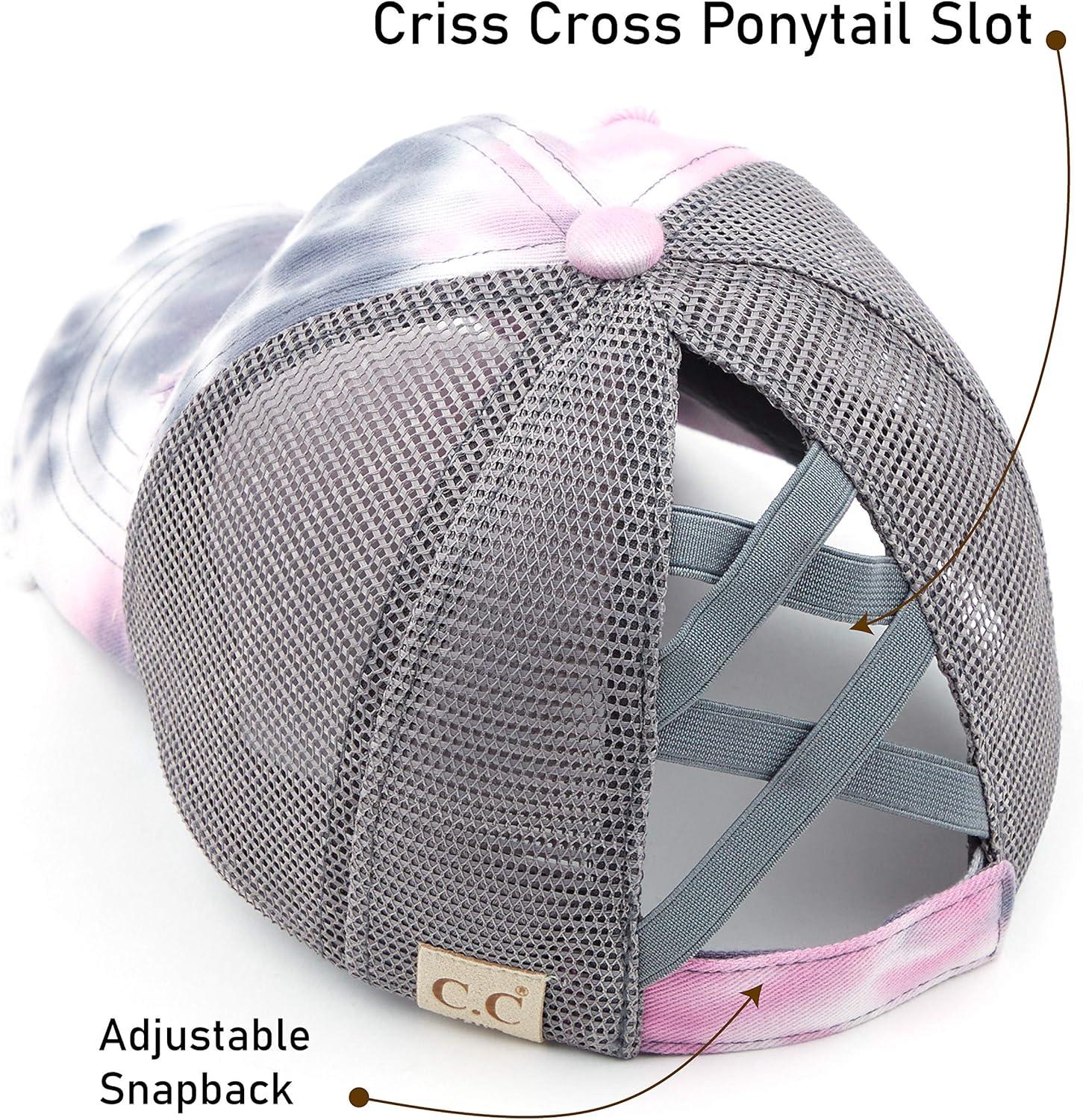 imageCC Kids CrissCross Elastic Band Ponytail Caps Messy Buns Trucker Plain Baseball Cap KIDSBT791Grey
