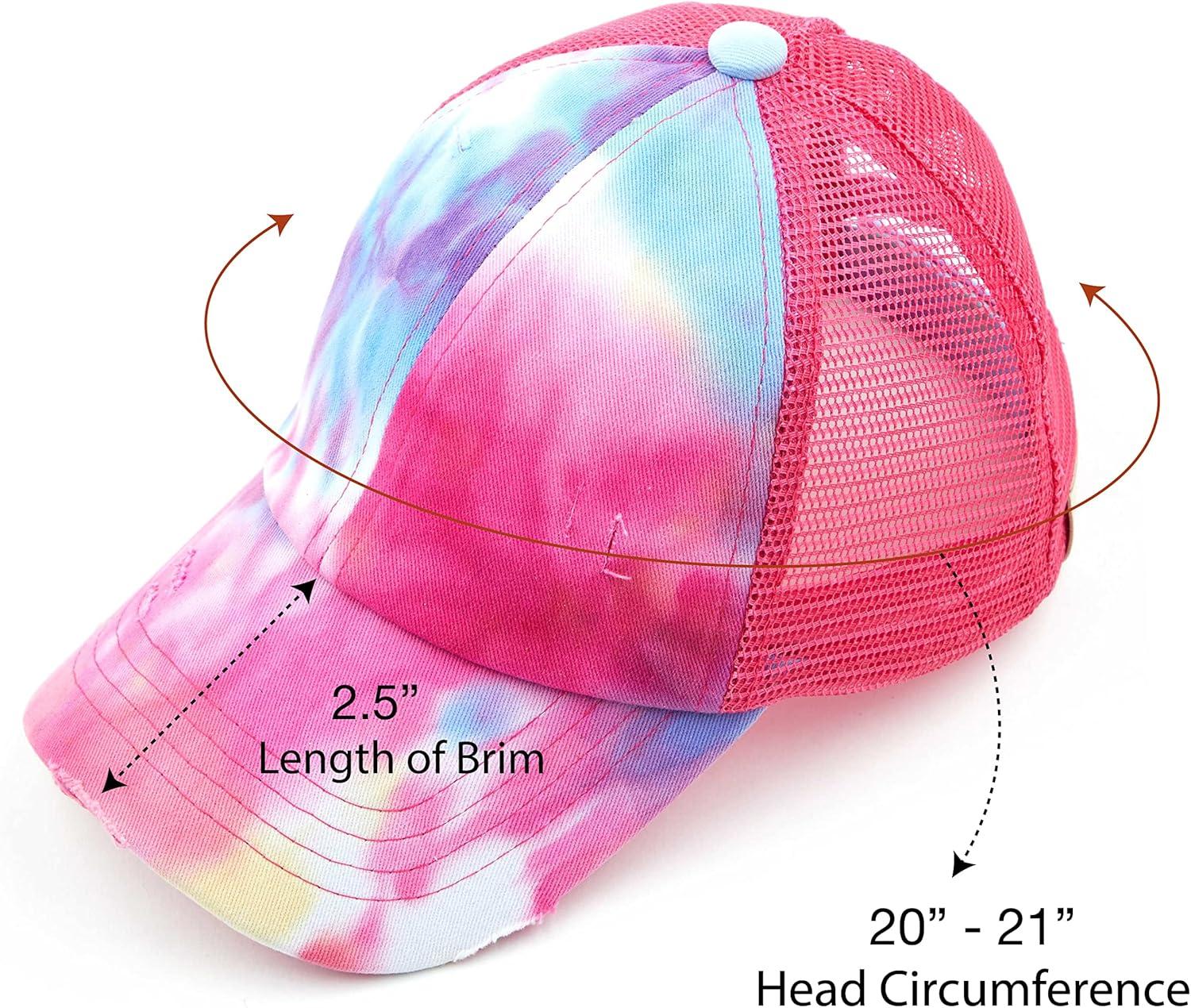 imageCC Kids CrissCross Elastic Band Ponytail Caps Messy Buns Trucker Plain Baseball Cap KIDSBT791Hot Pink
