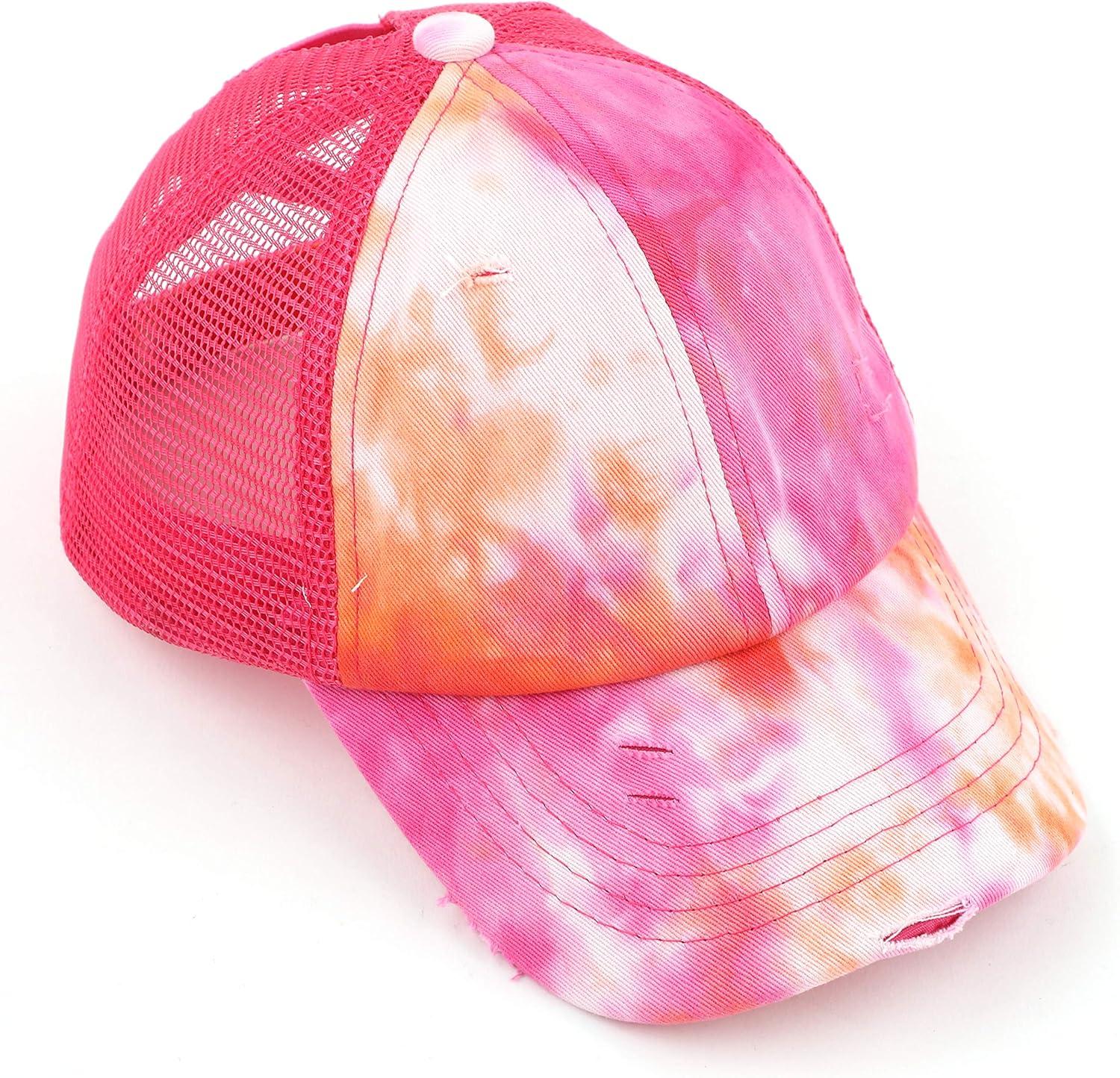 imageCC Kids CrissCross Elastic Band Ponytail Caps Messy Buns Trucker Plain Baseball Cap KIDSBT791Orange