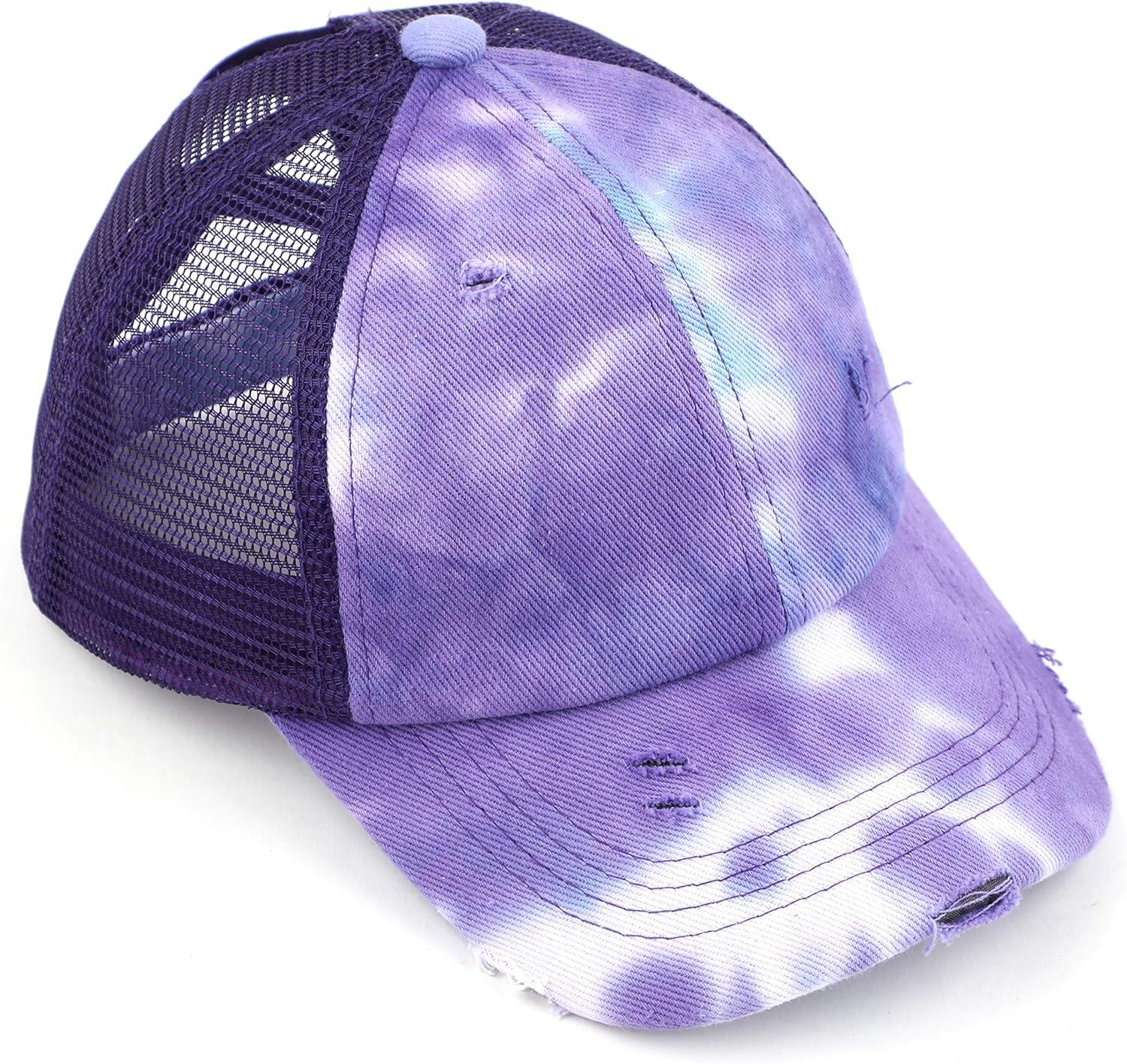 imageCC Kids CrissCross Elastic Band Ponytail Caps Messy Buns Trucker Plain Baseball Cap KIDSBT791Purple