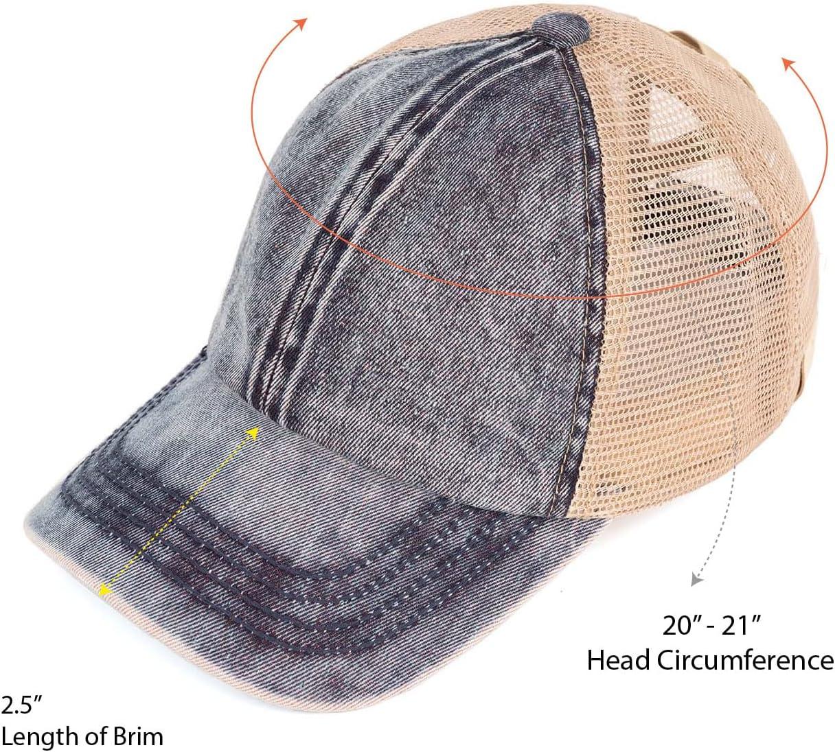 imageCC Kids CrissCross Elastic Band Stone Washed Denim Baseball Pony Cap for Kids KIDSBT1009Denim