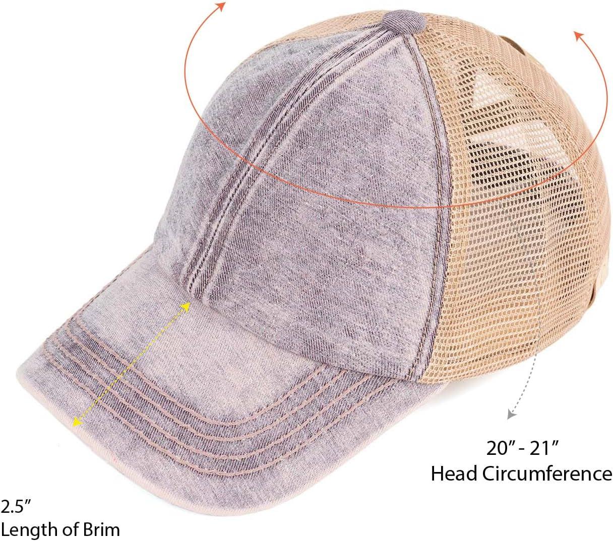 imageCC Kids CrissCross Elastic Band Stone Washed Denim Baseball Pony Cap for Kids KIDSBT1009Purple