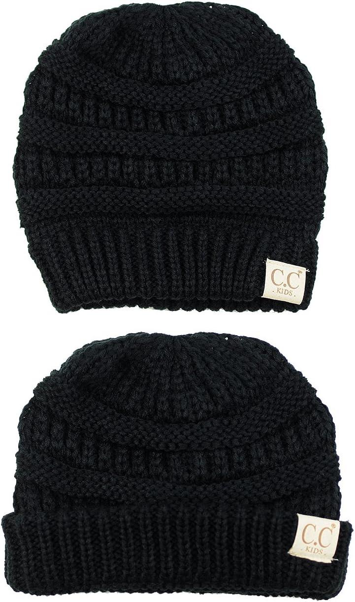 imageCC Kids Cute Warm and Comfy Childrens Knit Ski Beanie HatBlack