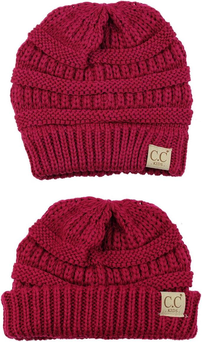 imageCC Kids Cute Warm and Comfy Childrens Knit Ski Beanie HatHot Pink