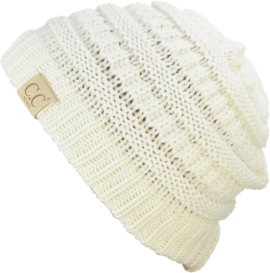 imageCC Kids Cute Warm and Comfy Childrens Knit Ski Beanie HatIvory