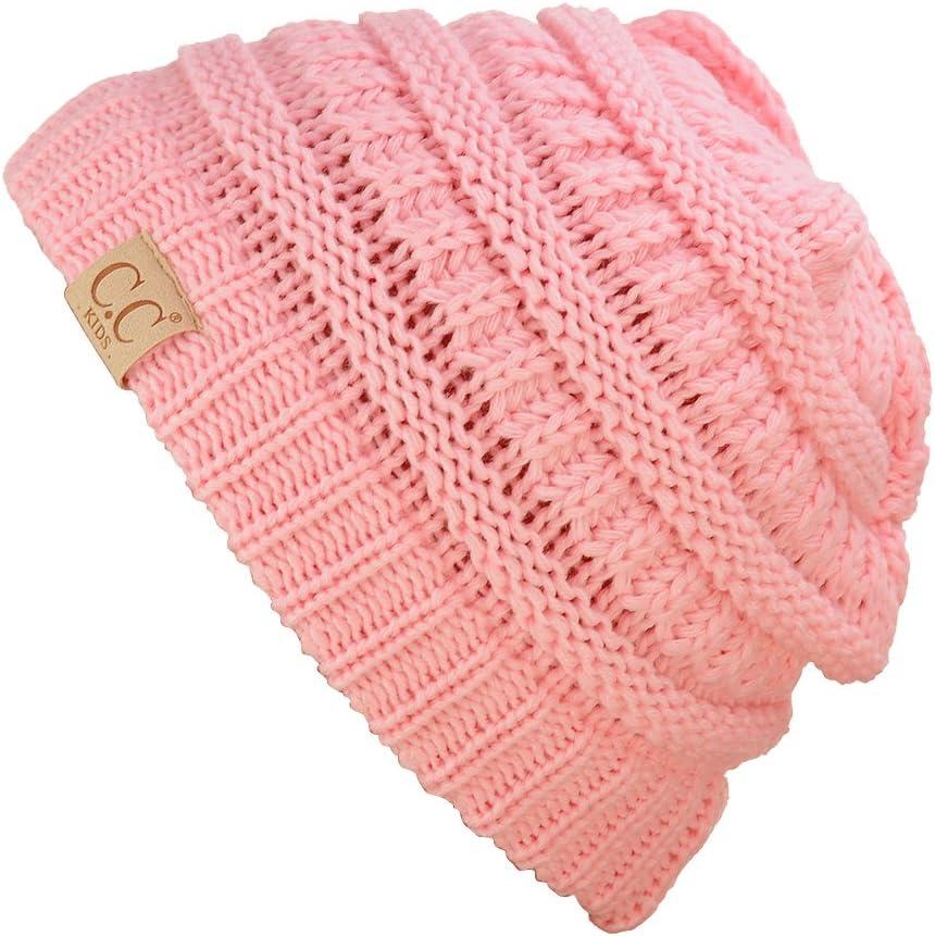 imageCC Kids Cute Warm and Comfy Childrens Knit Ski Beanie HatPale Pink