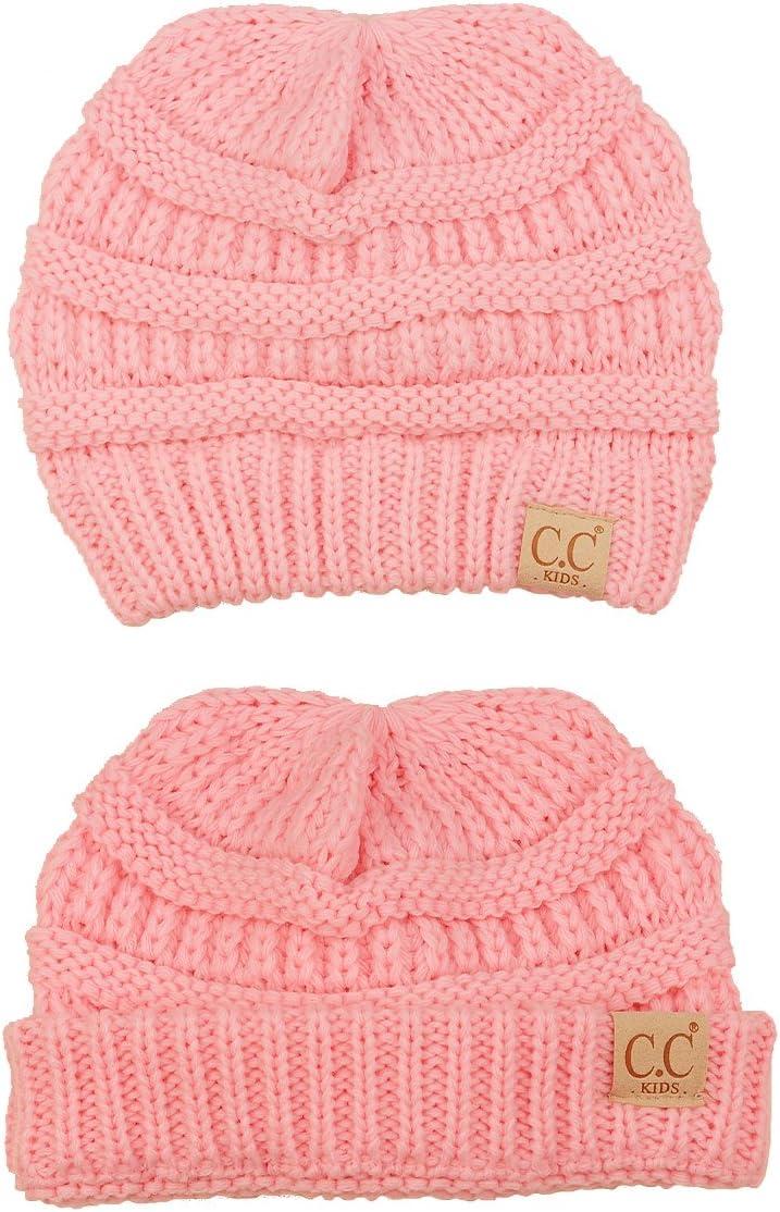 imageCC Kids Cute Warm and Comfy Childrens Knit Ski Beanie HatPale Pink