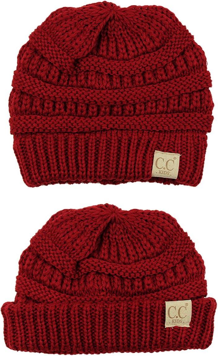 imageCC Kids Cute Warm and Comfy Childrens Knit Ski Beanie HatRed