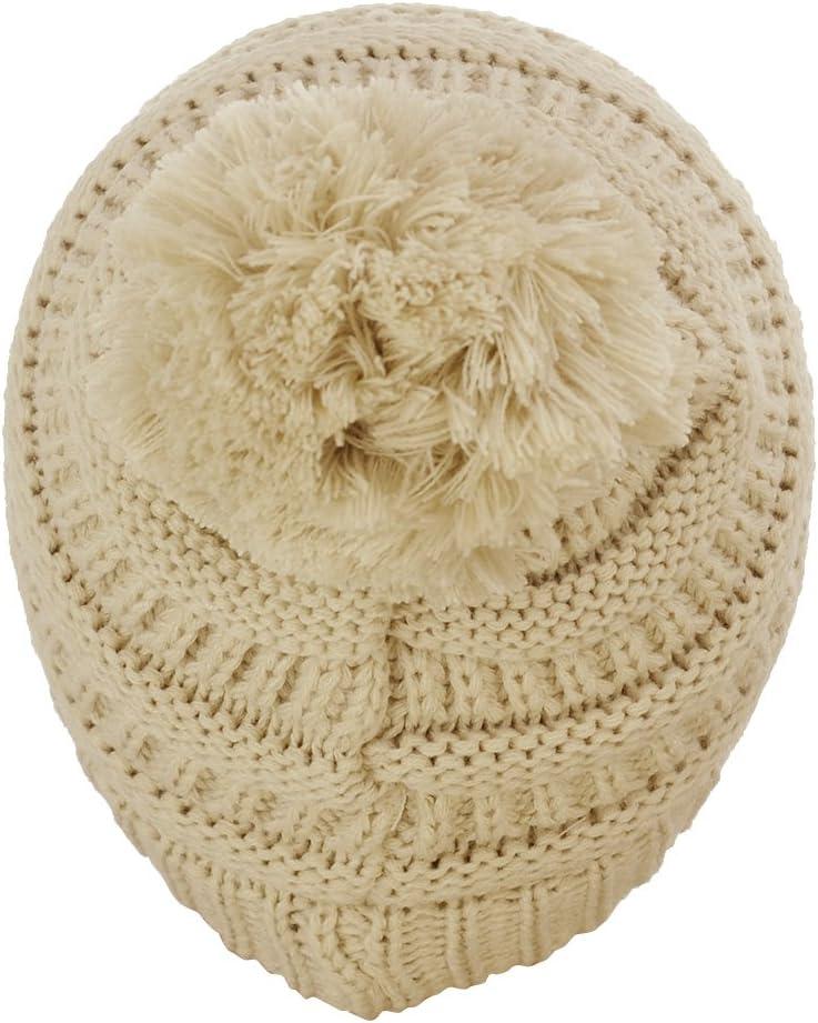 imageCC Kids Cute Warm and Comfy Pom Pom Childrens Knit Ski Beanie HatBeige