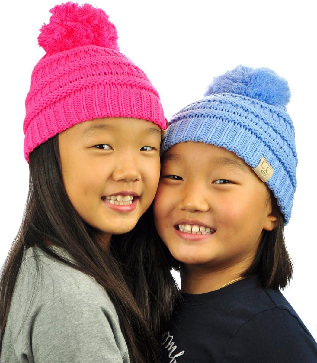 imageCC Kids Cute Warm and Comfy Pom Pom Childrens Knit Ski Beanie HatBlack