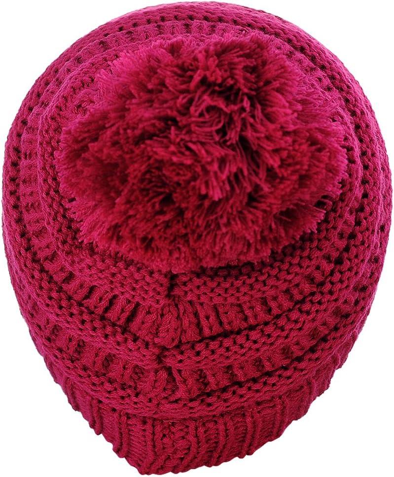 imageCC Kids Cute Warm and Comfy Pom Pom Childrens Knit Ski Beanie HatHot Pink
