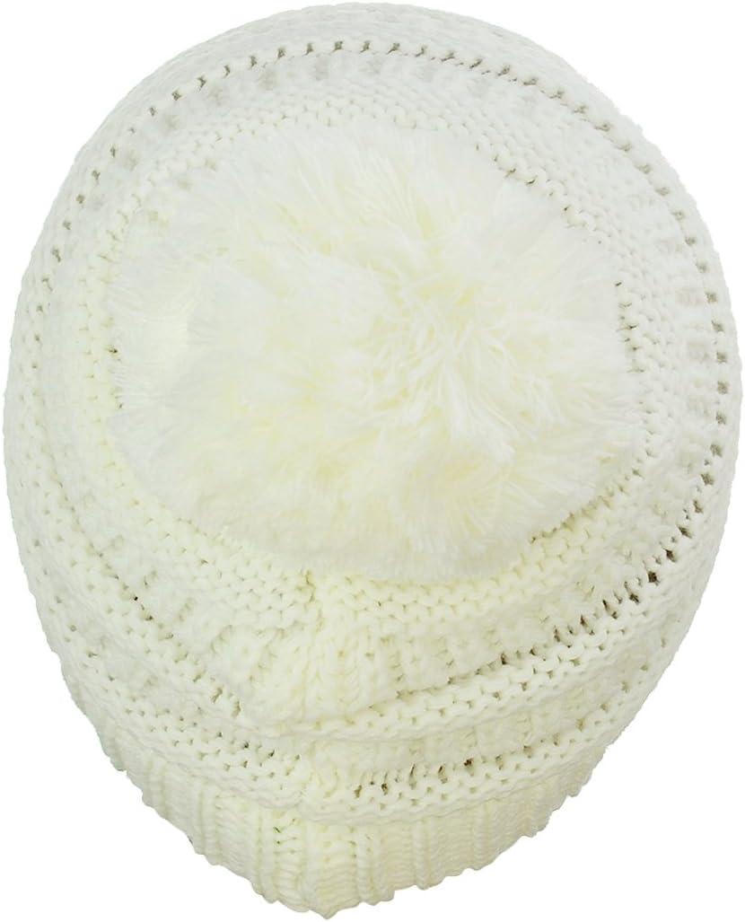 imageCC Kids Cute Warm and Comfy Pom Pom Childrens Knit Ski Beanie HatIvory