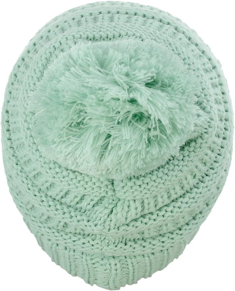 imageCC Kids Cute Warm and Comfy Pom Pom Childrens Knit Ski Beanie HatMint