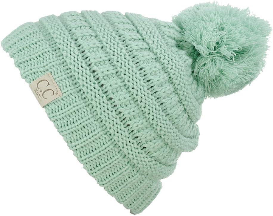 imageCC Kids Cute Warm and Comfy Pom Pom Childrens Knit Ski Beanie HatMint